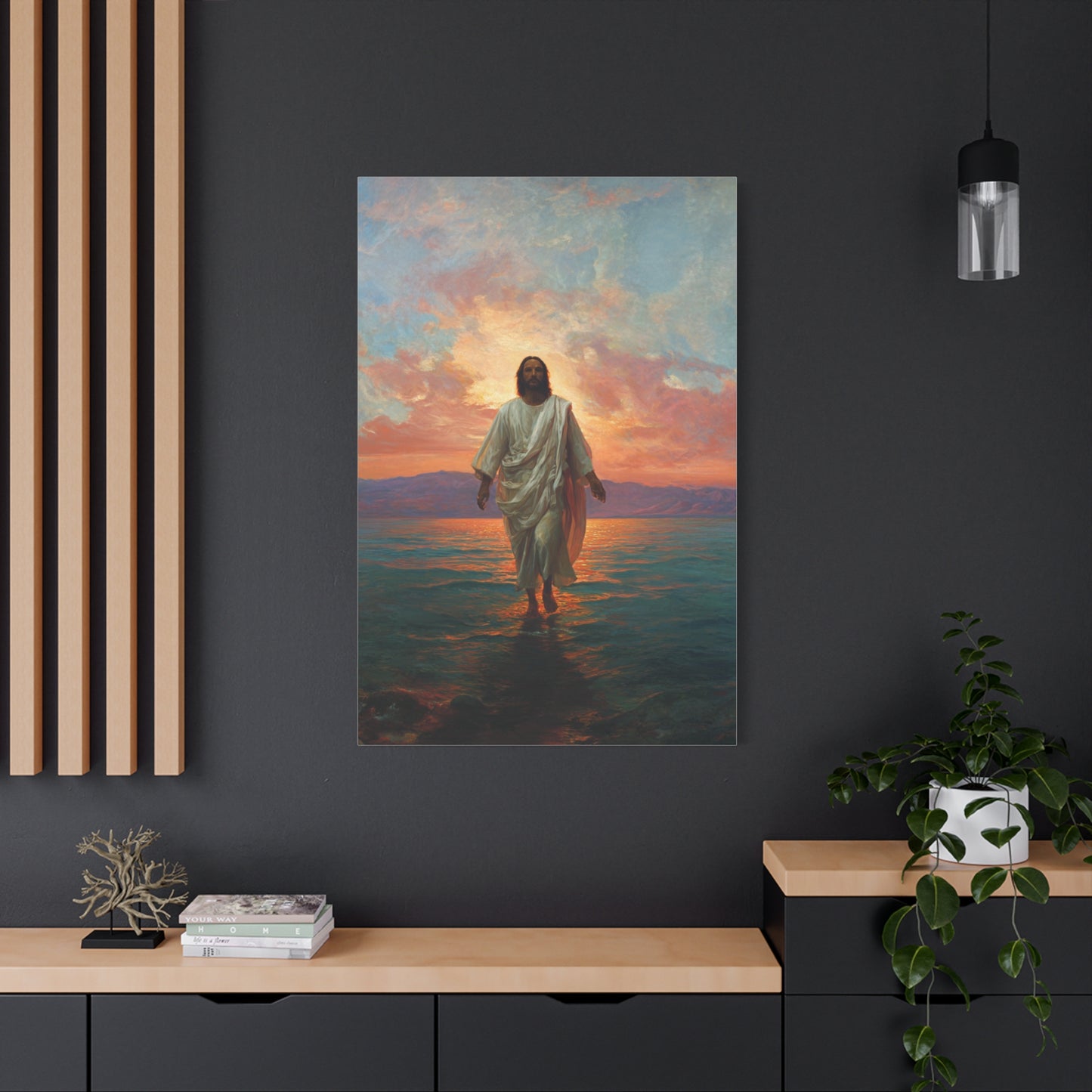 Jesus Walking on the Sea at Sunset Wall Art & Canvas Print
