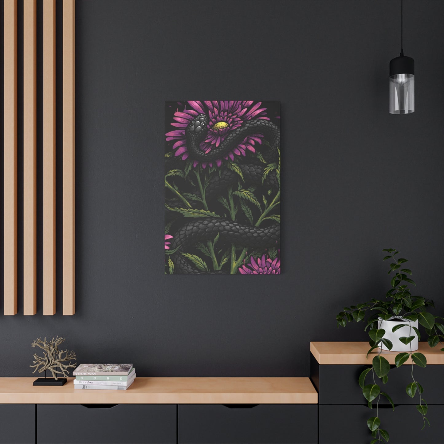 Black Snake On Flower Wall Art & Canvas Prints