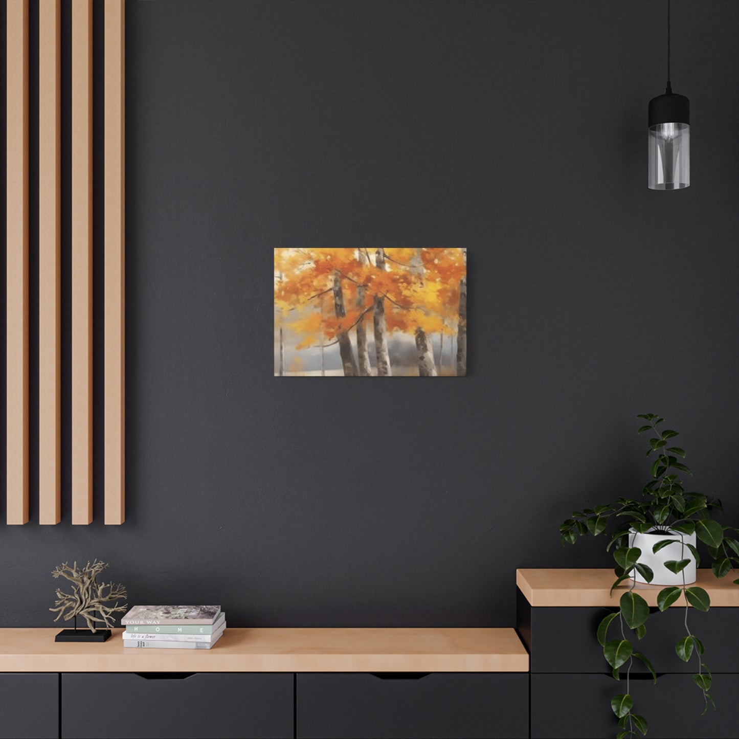 Orange Birch Trees Painting Wall Art & Canvas Prints