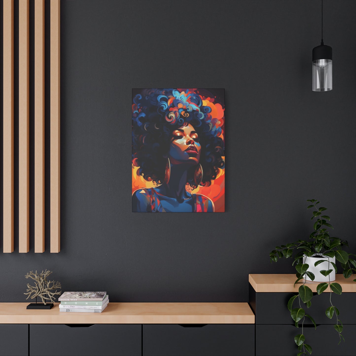 Deep Blue Afro Women Wall Art & Canvas Prints