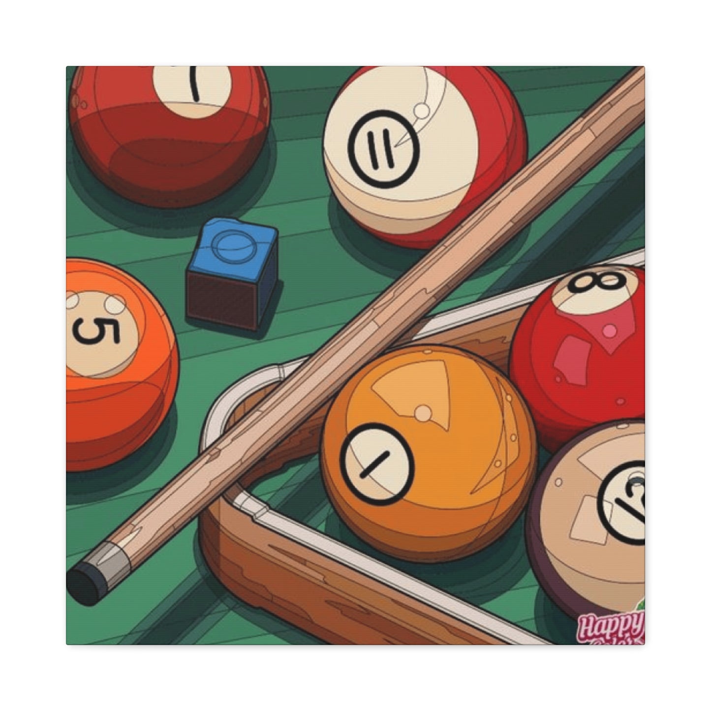 Billiard table, Balls and Cue Wall Art & Canvas Prints