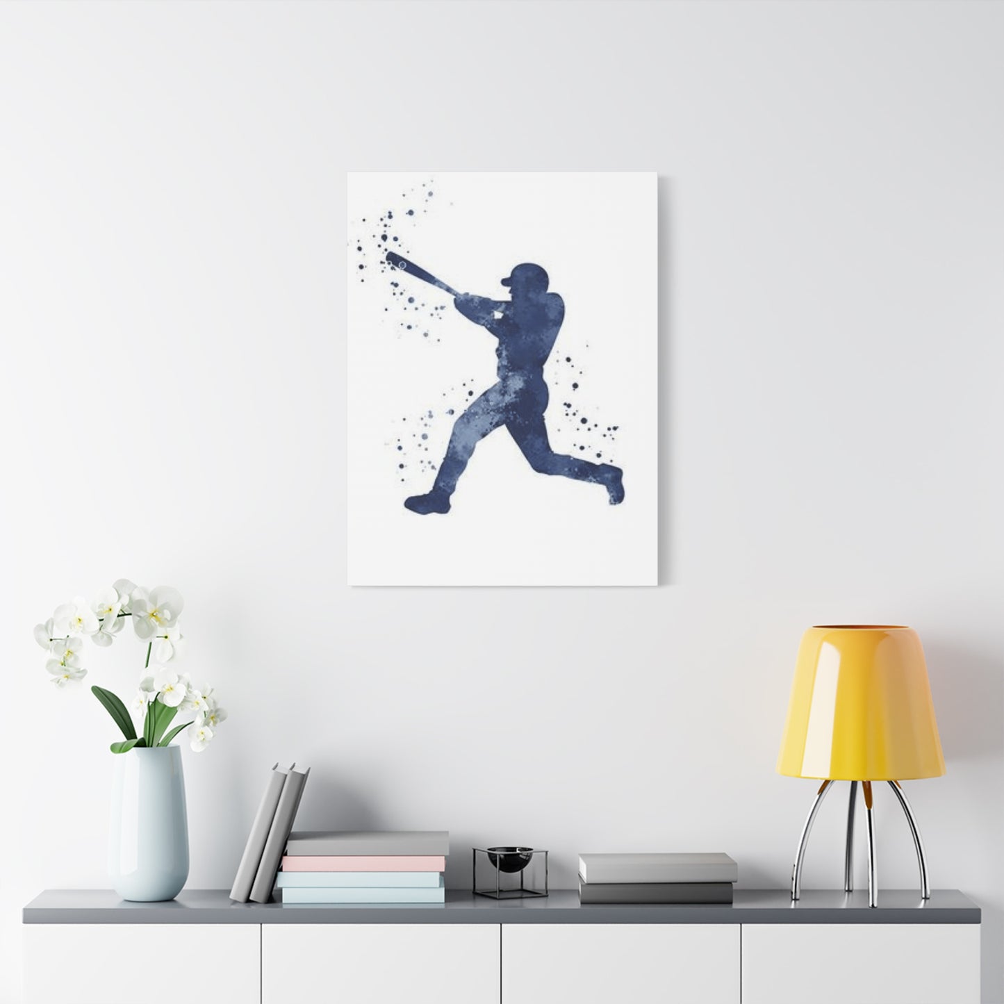 Blue Baseball Player Silhoutte Wall Art & Canvas Prints
