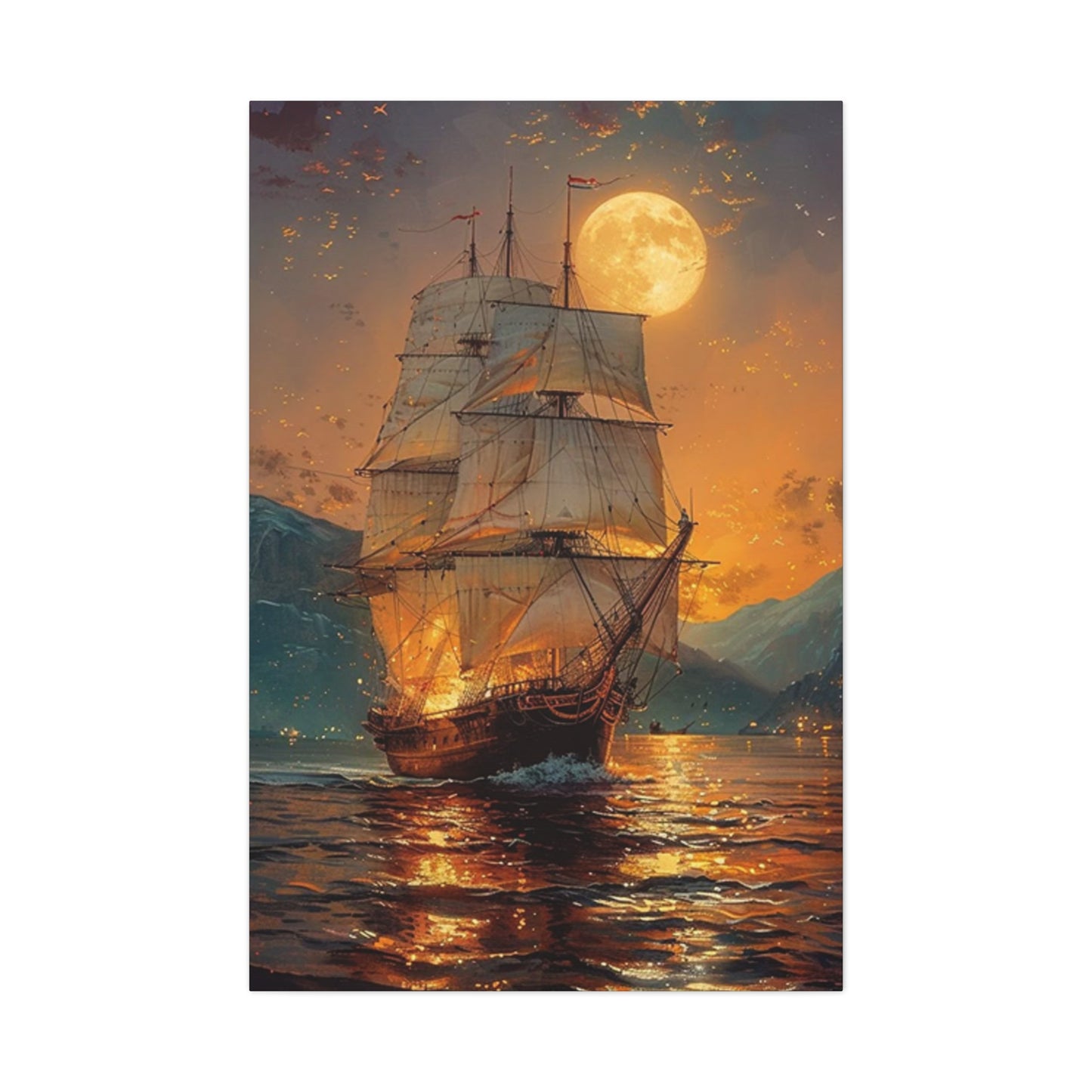 Ship Sailing In Evening Wall Art & Canvas Prints