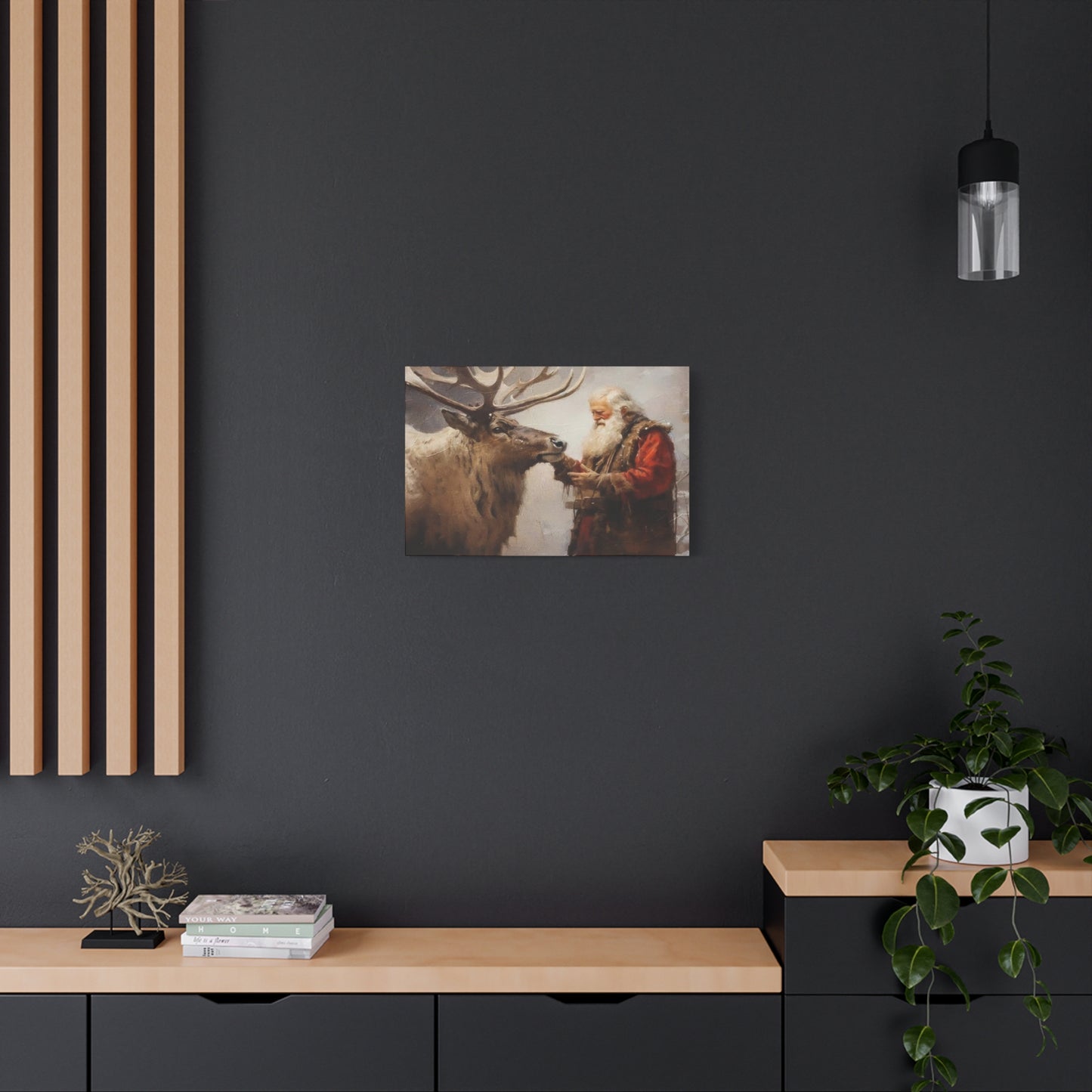 Santa Claus With Reindeer Wall Art & Canvas Prints