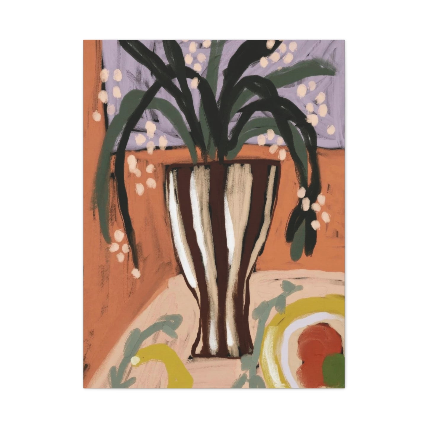 Striped Vase with Greenery Wall Art & Canvas Prints