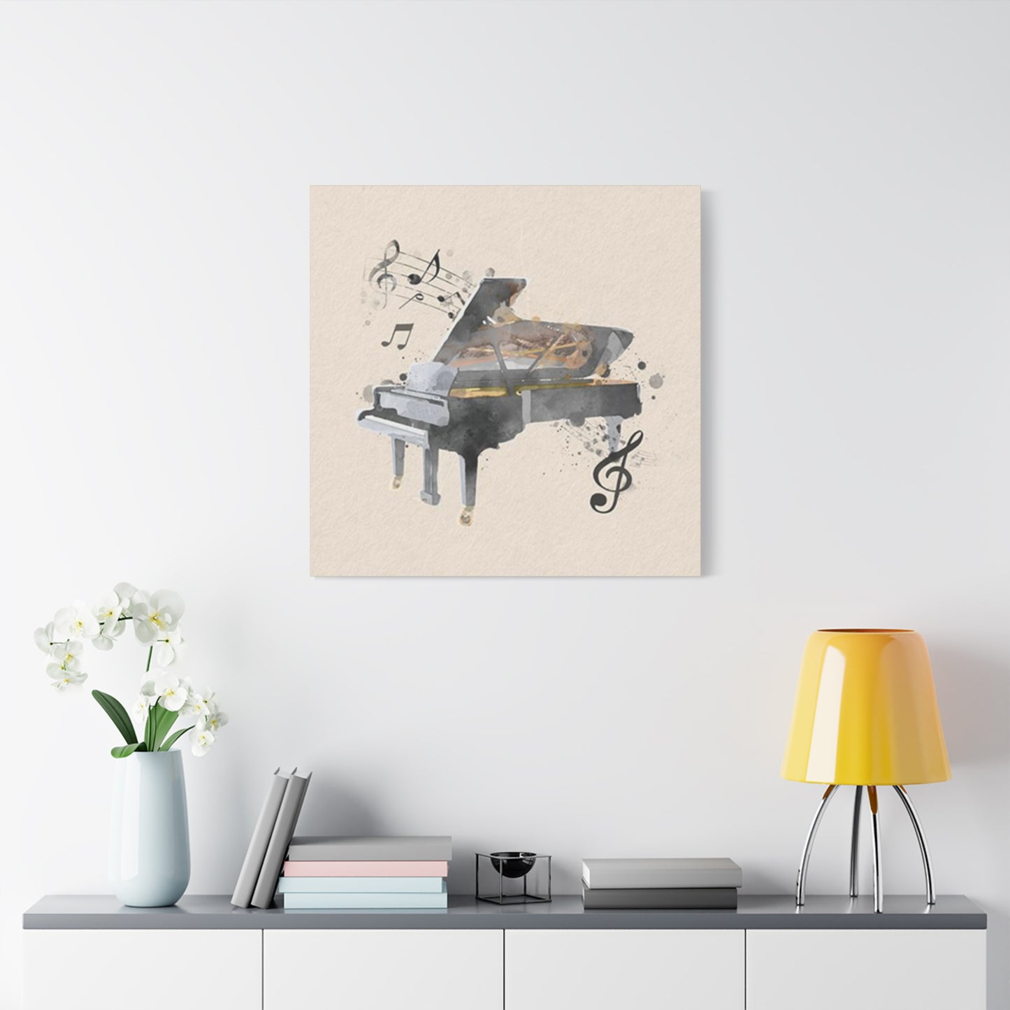 Grey Piano Painting Wall Art & Canvas Prints