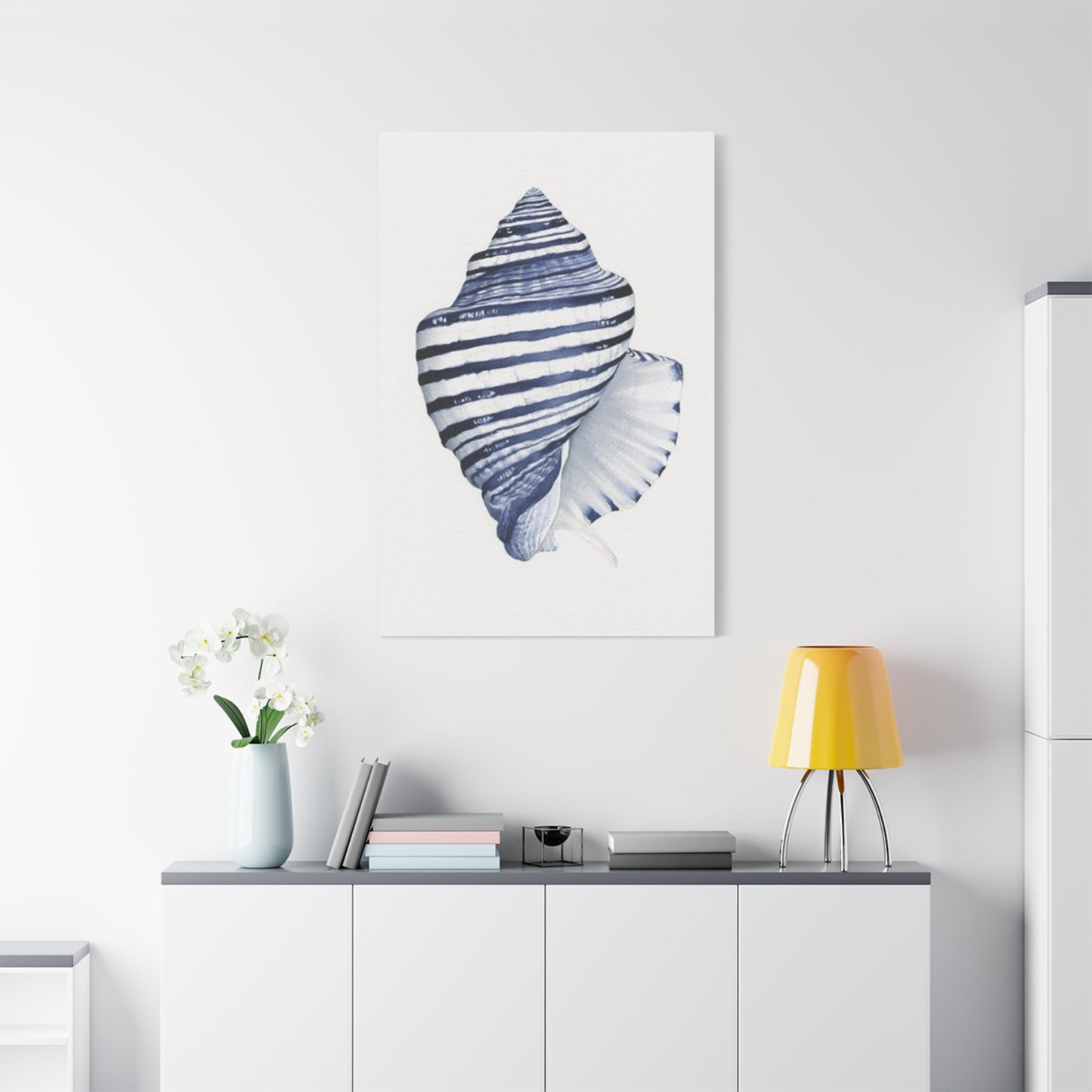 Blue & White Shell Drawing Wall Art & Canvas Prints