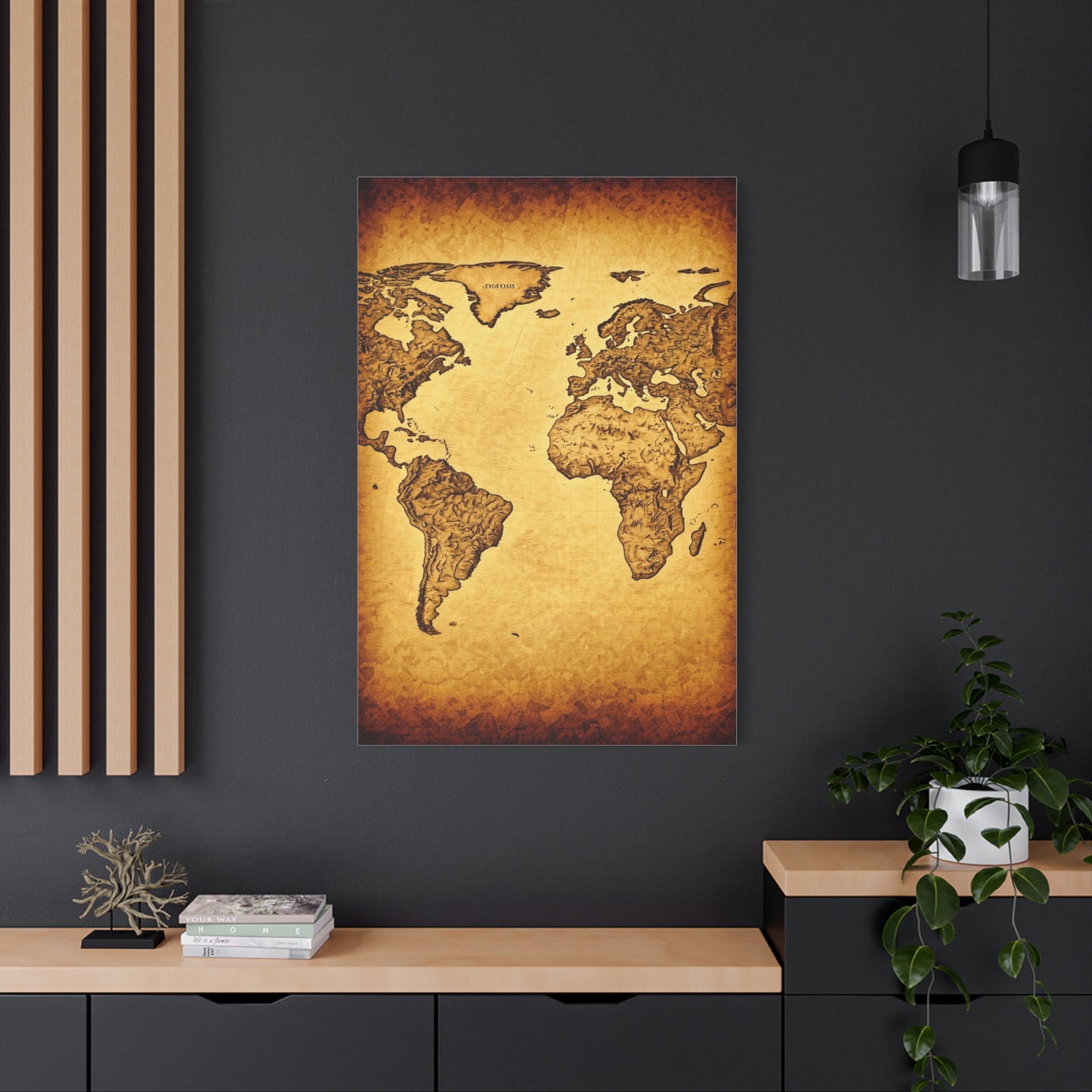 Vintage Portrait Sketch Map Background Wall Art & Canvas Print