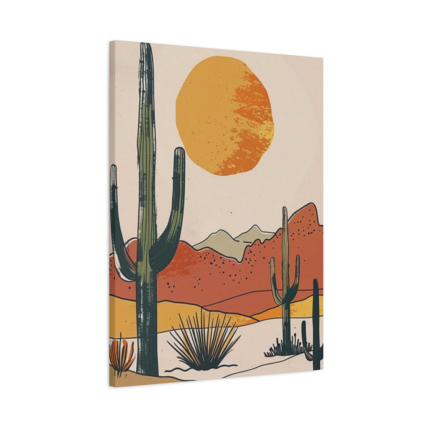 Arizona Cactus Mountain Drawing Wall Art & Canvas Prints