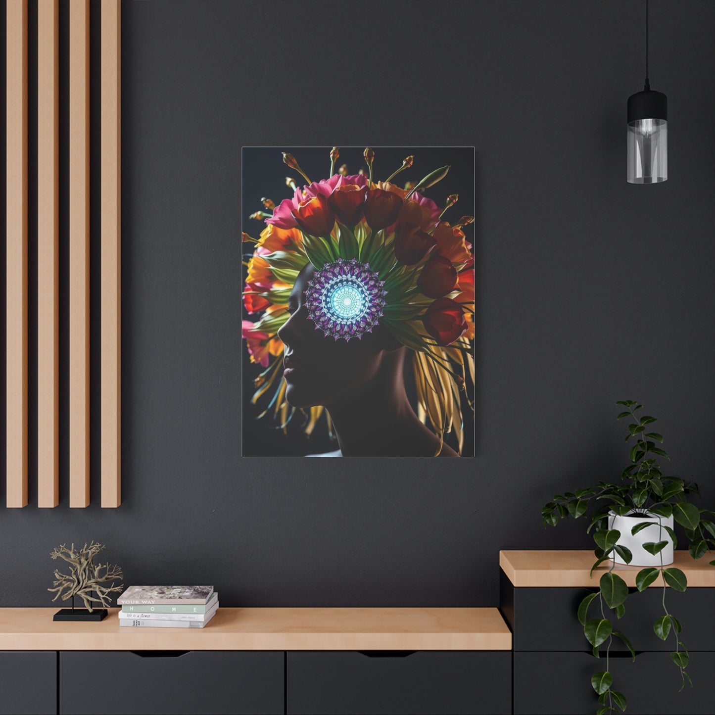 Opulent Bloom Silhouette Wall Art & Canvas Print