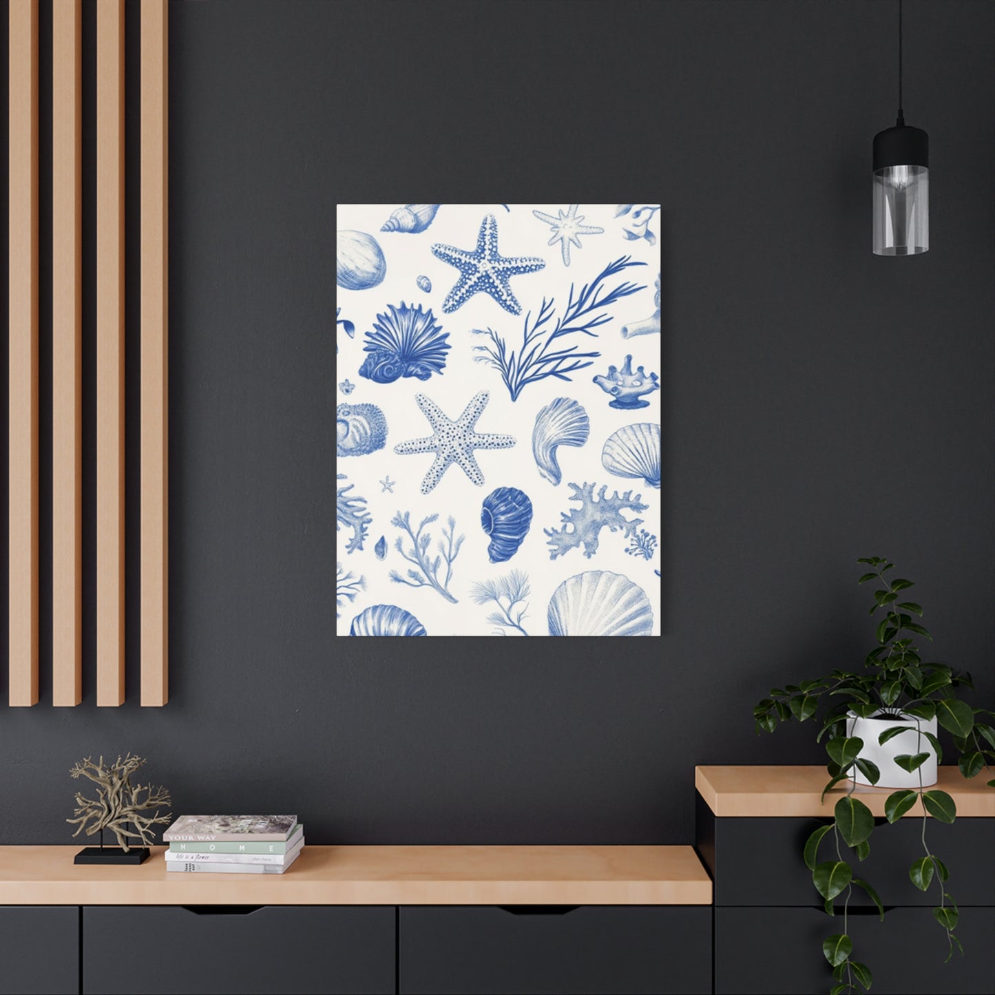 Beautiful Blue Shell Shapes Wall Art & Canvas Prints