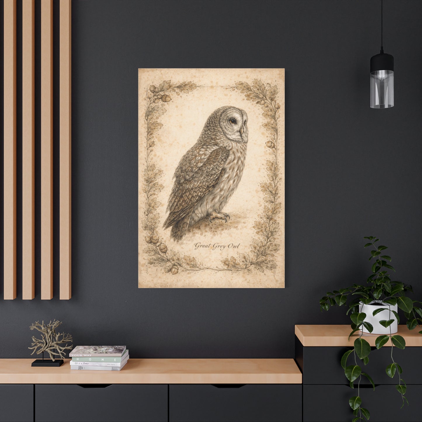 Antique Natural History Owl Study Wall Art & Canvas Print