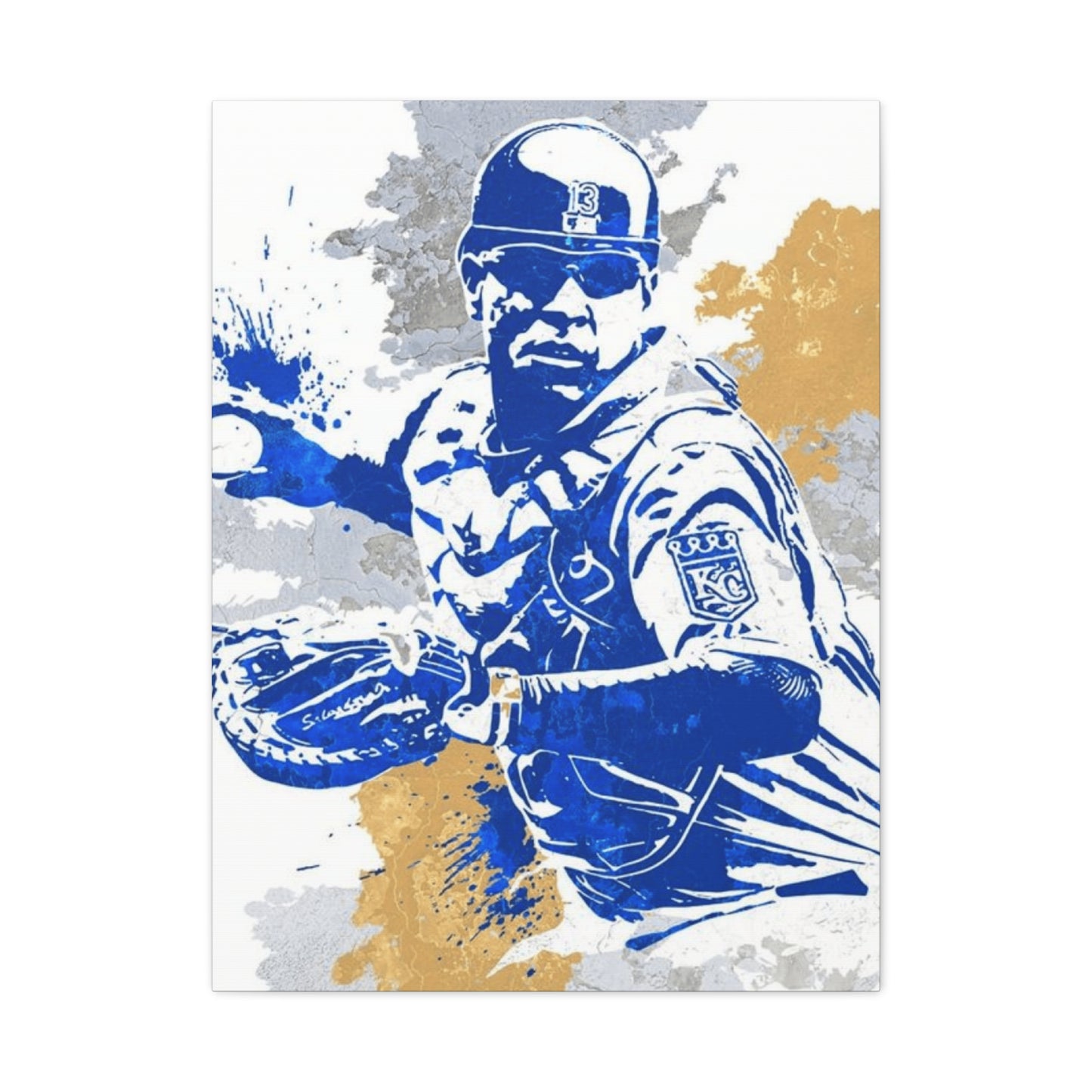 Baseball Fielder Splash Painting Wall Art & Canvas Prints