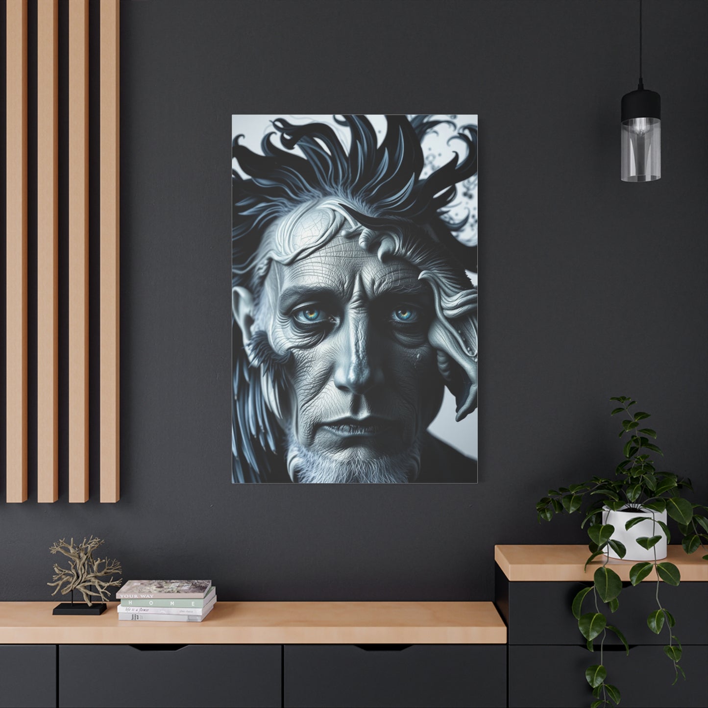 Masterpiece Black, White & Blue Art Vision Wall Art & Canvas Print