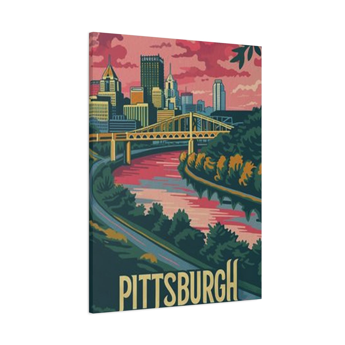 Pink Sky Pittsburgh Poster Wall Art & Canvas Prints