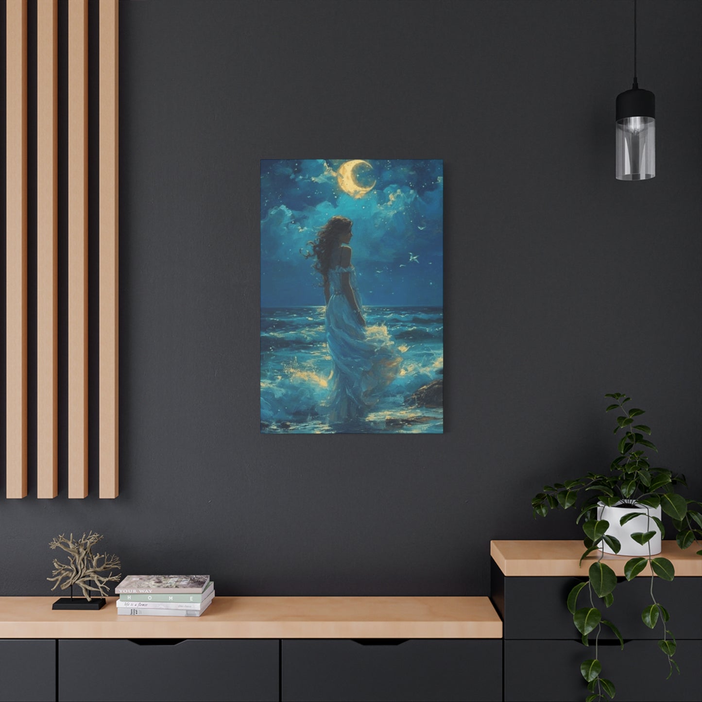 A Mermaid At Night In The Moonlight Wall Art & Canvas Prints