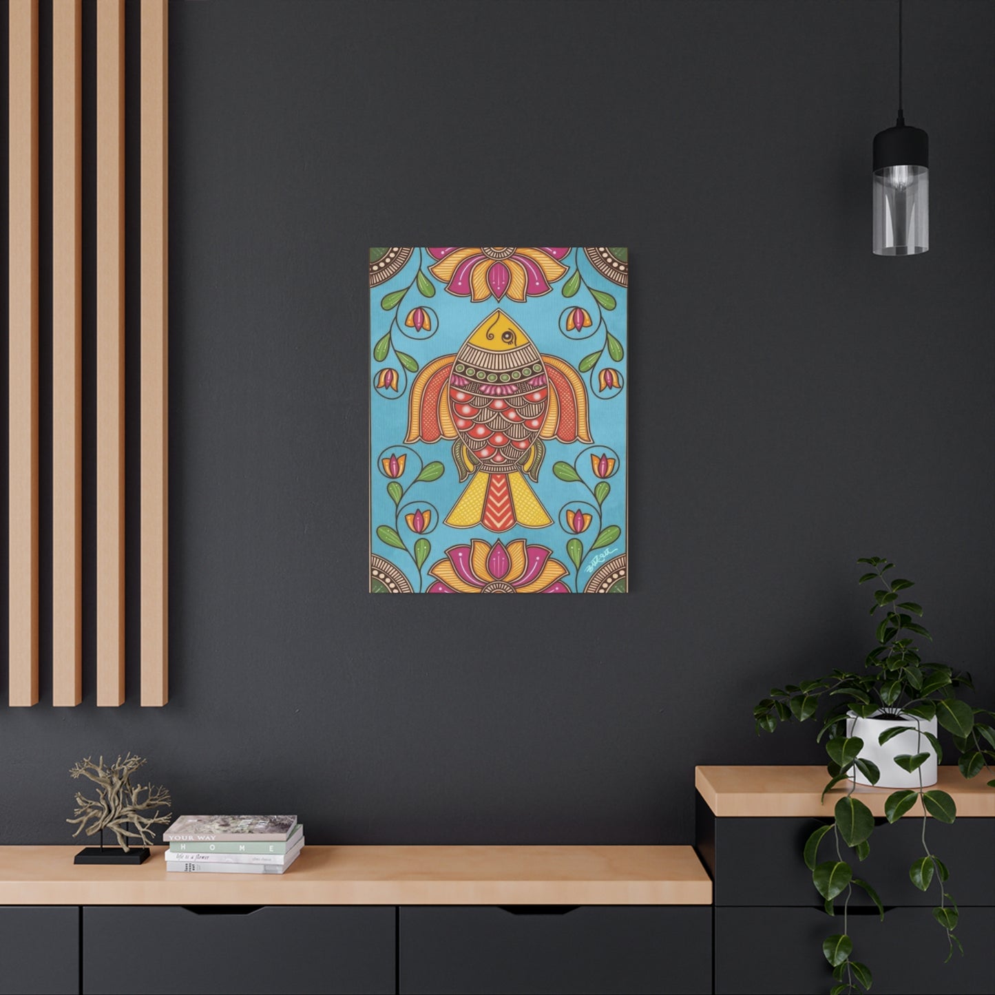 Vibrant Madhubani Fish Wall Art & Canvas Prints