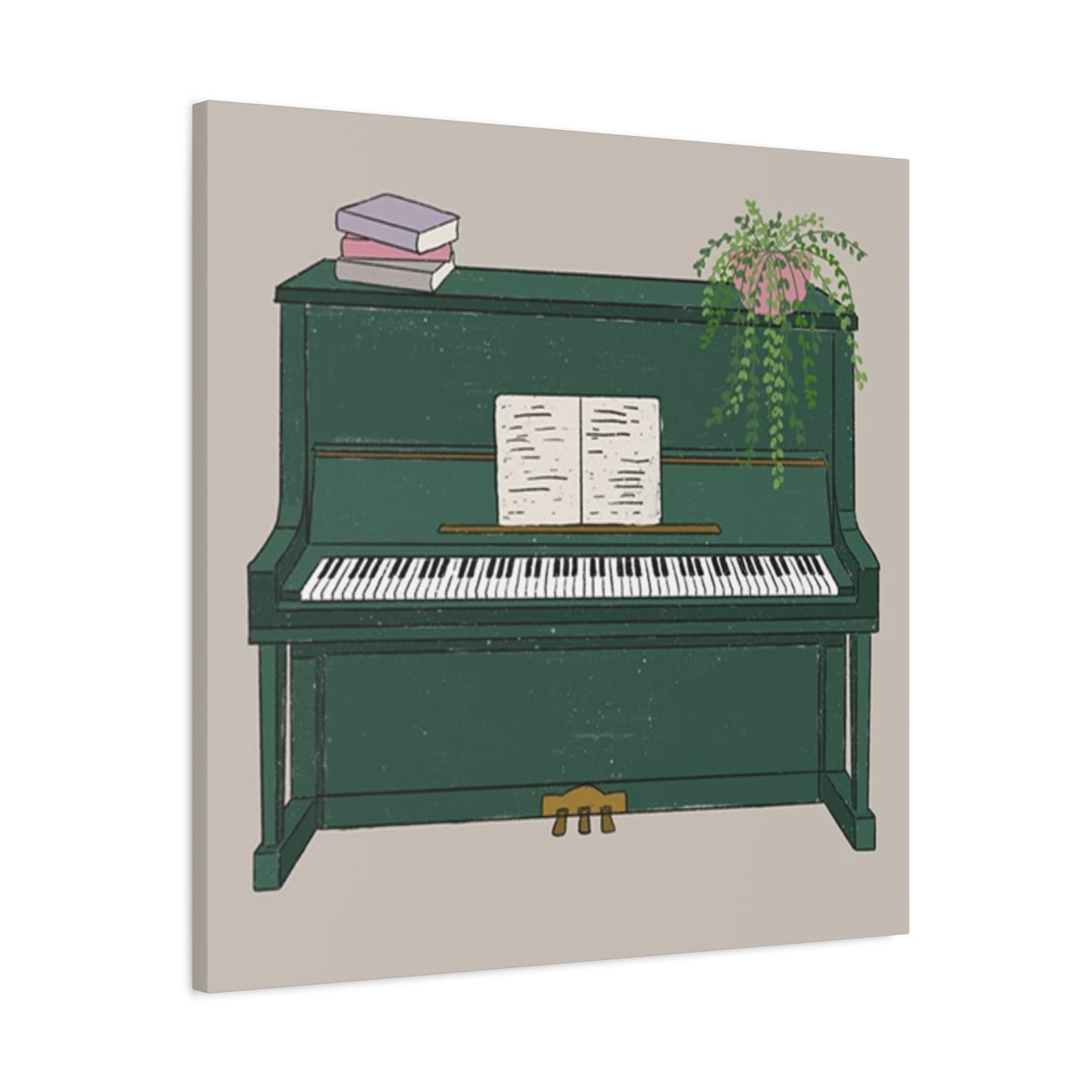 Green Piano Drawing Wall Art & Canvas Prints