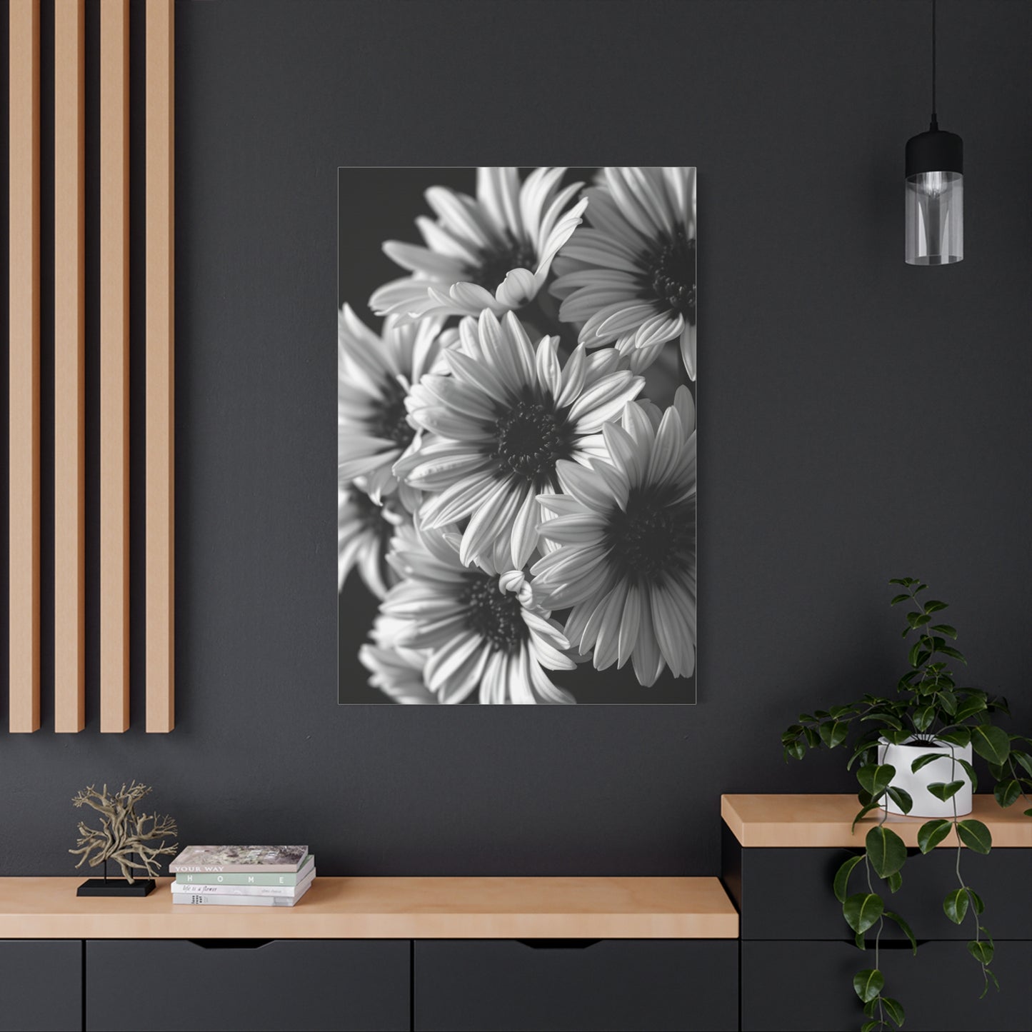 Luxe Obsidian Floral Visage Wall Art & Canvas Print