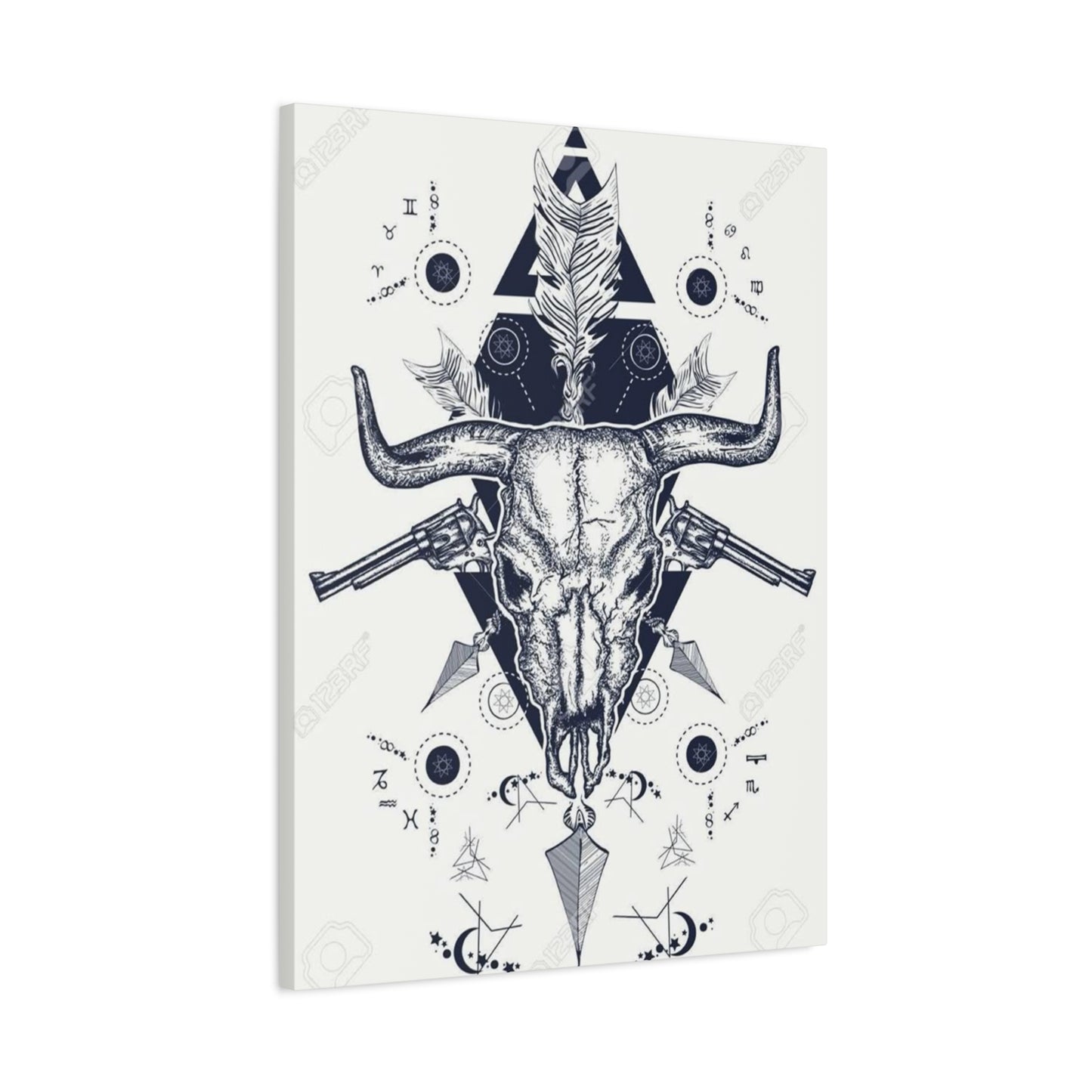 Guns And Skull Drawing Wall Art & Canvas Prints