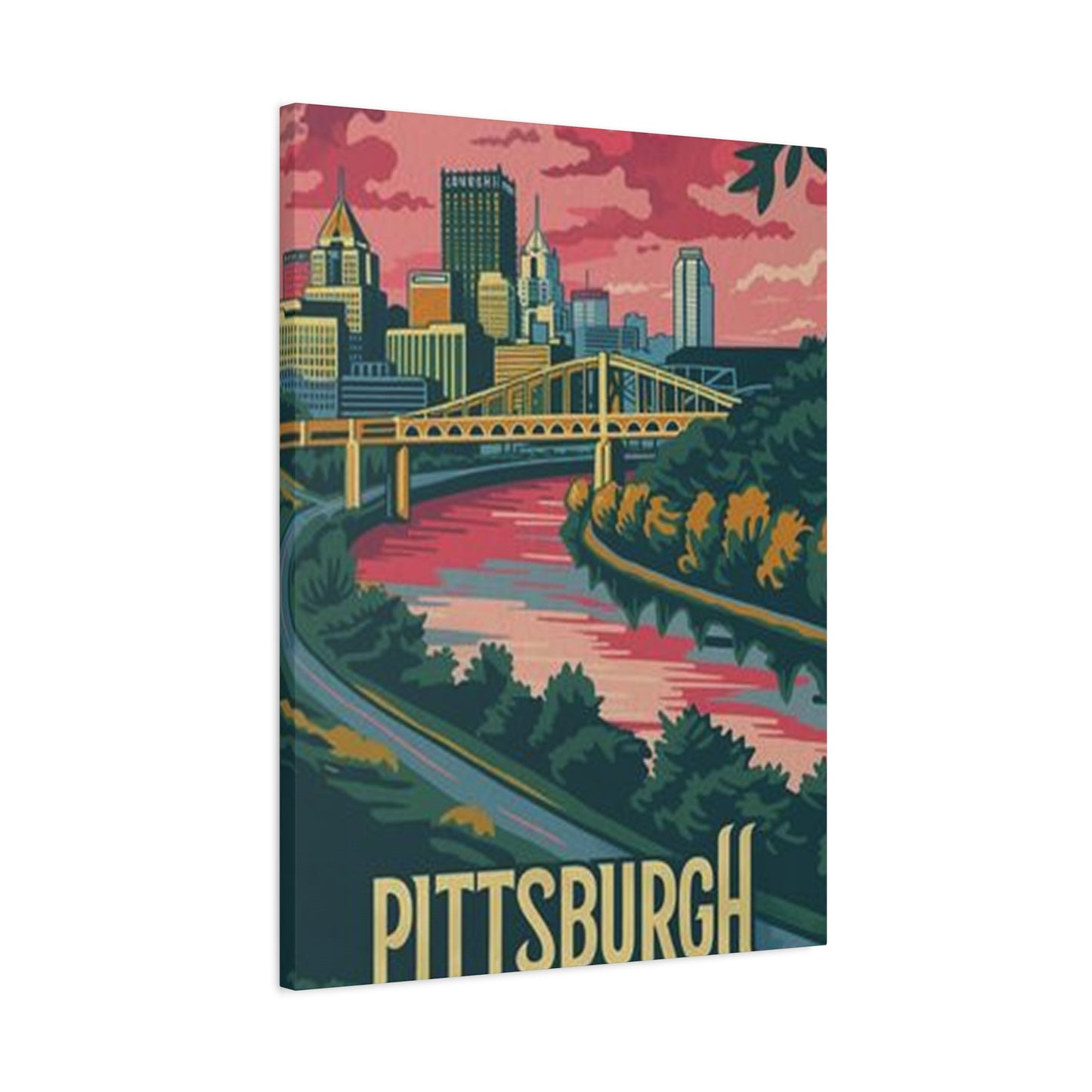 Pink Sky Pittsburgh Poster Wall Art & Canvas Prints
