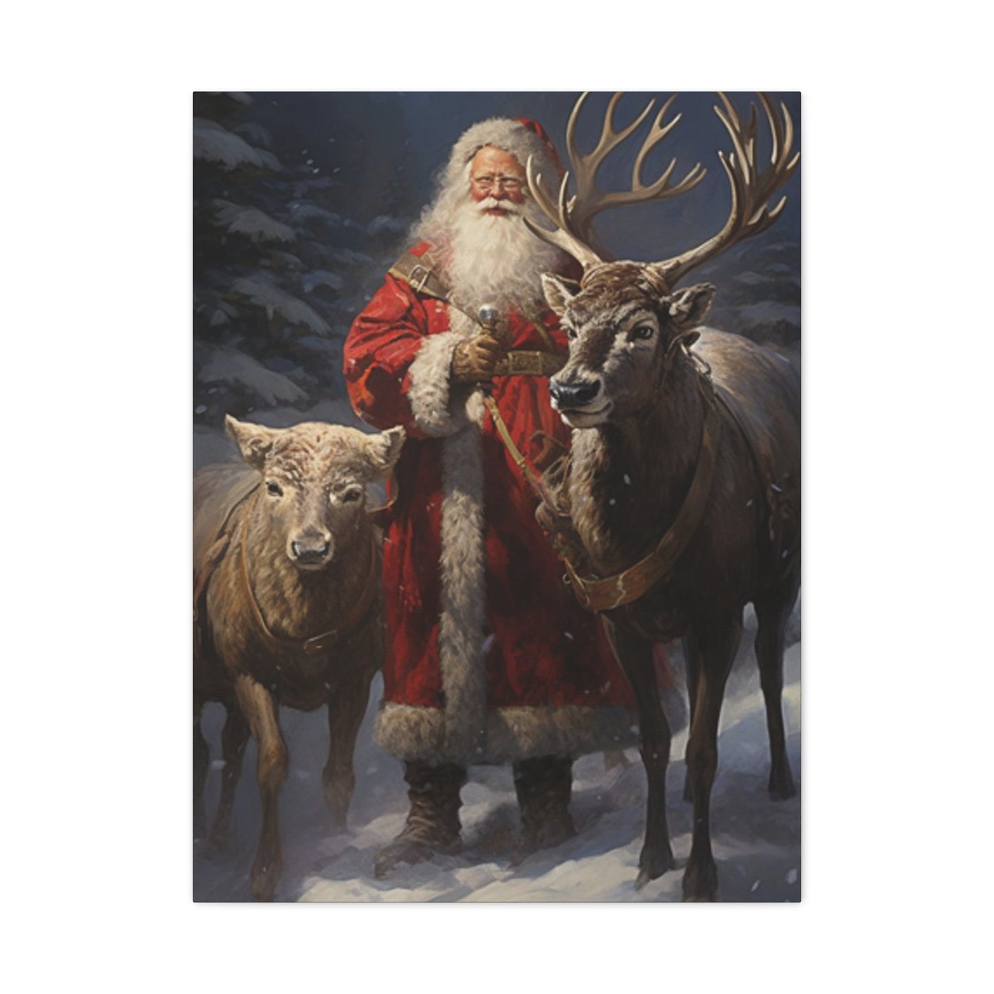 Santa Claus And Reindeer Wall Art & Canvas Prints
