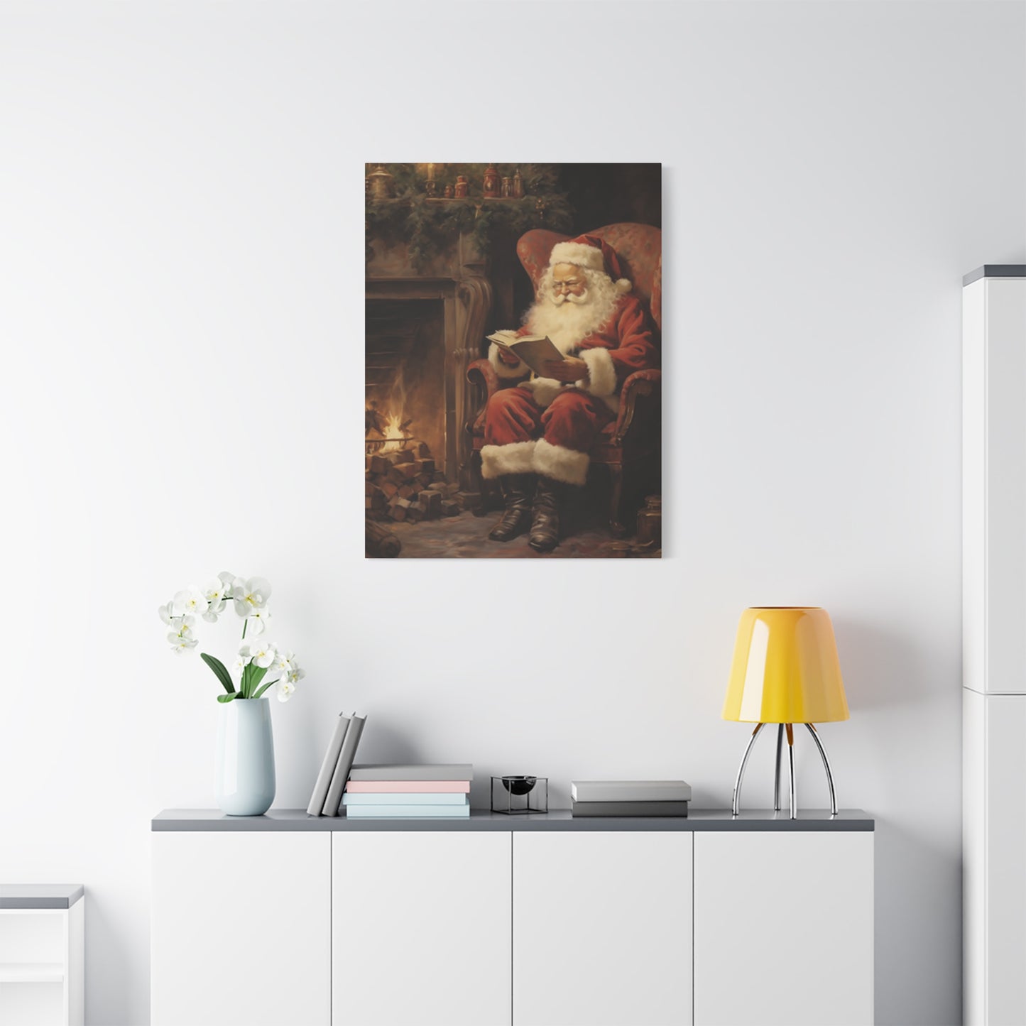 Santa Claus Reading A Book Wall Art & Canvas Prints