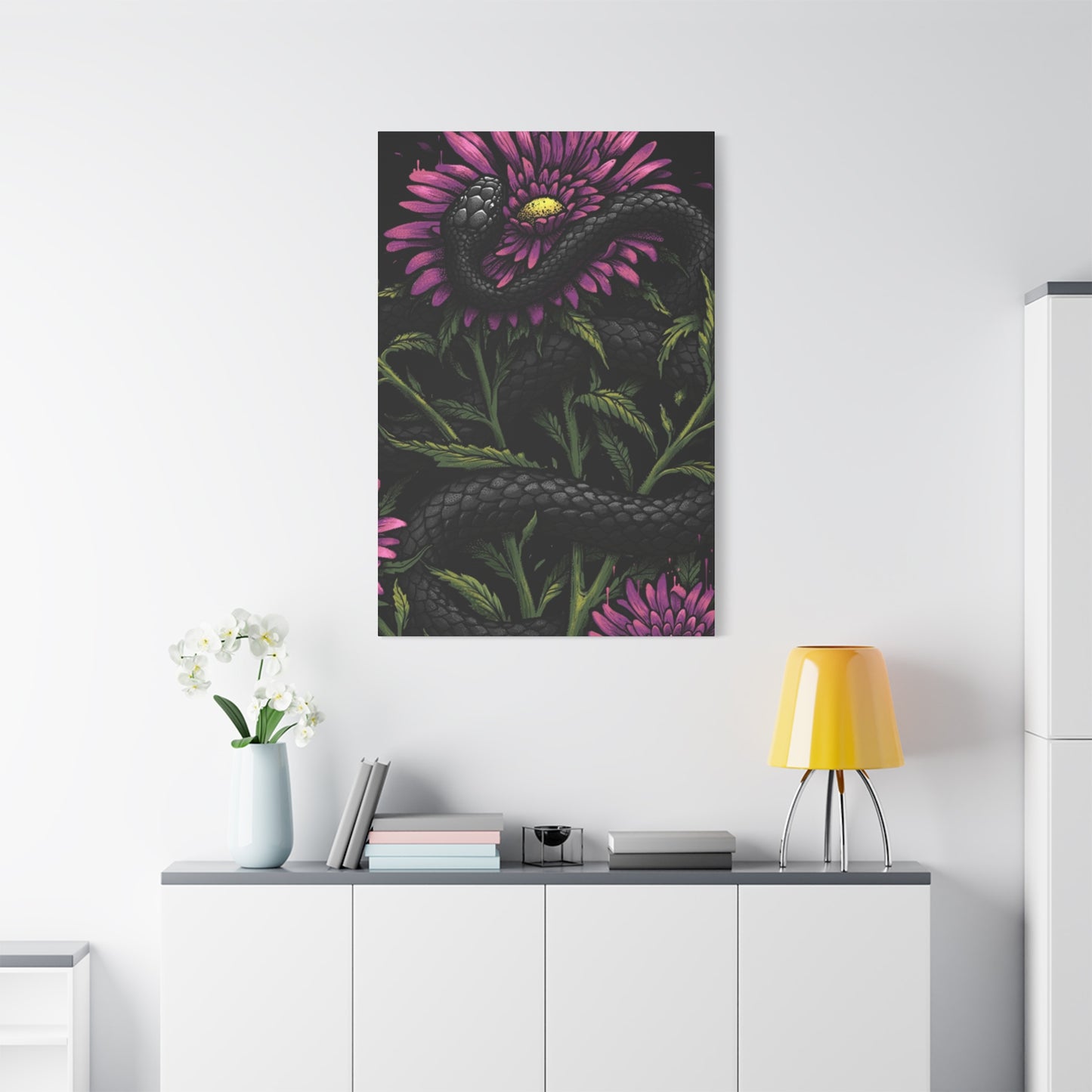 Black Snake On Flower Wall Art & Canvas Prints
