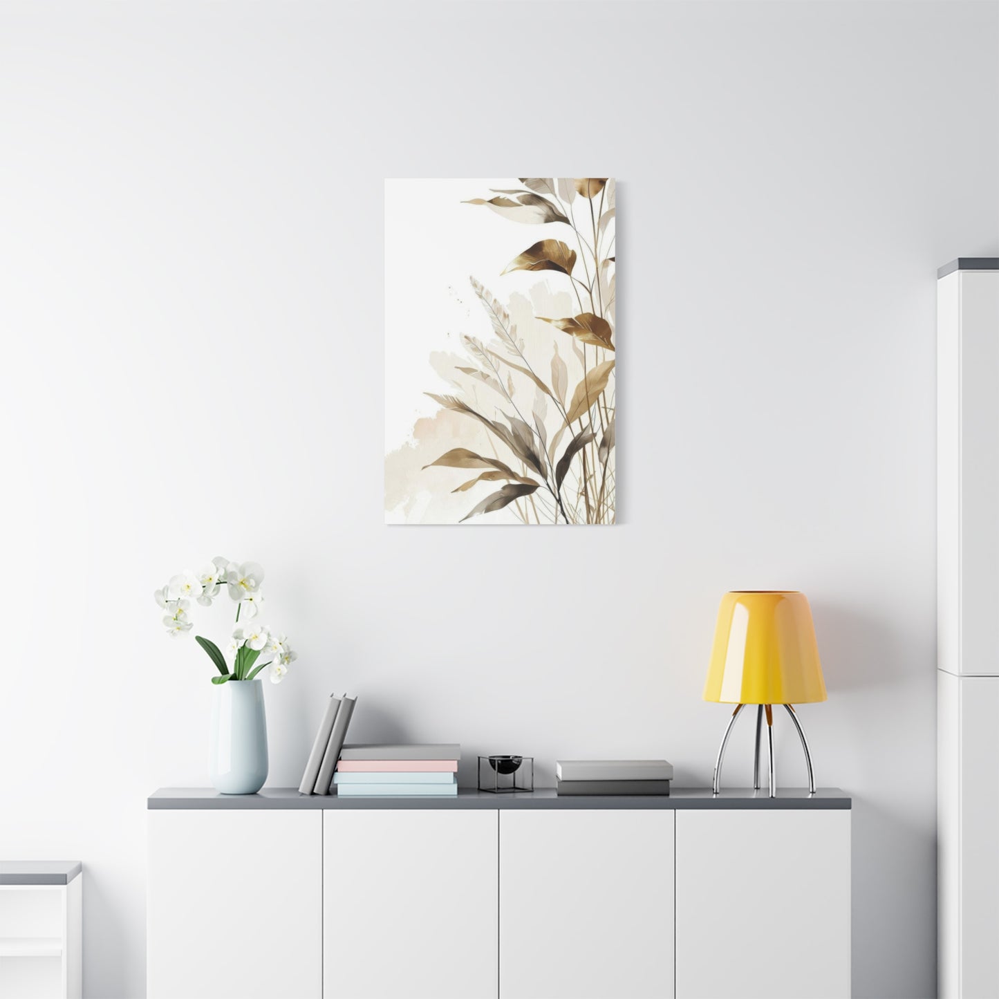 Golden Leaves and Feathers Wall Art & Canvas Prints