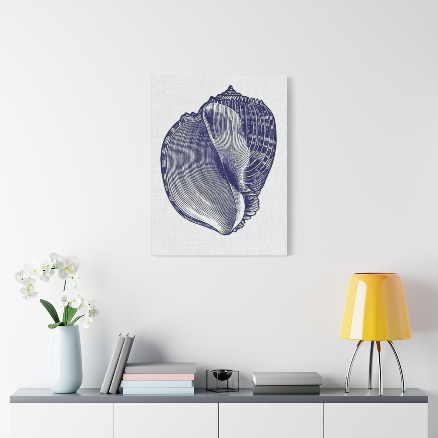 Beautiful Blue Shell Shape Drawing Wall Art & Canvas Prints