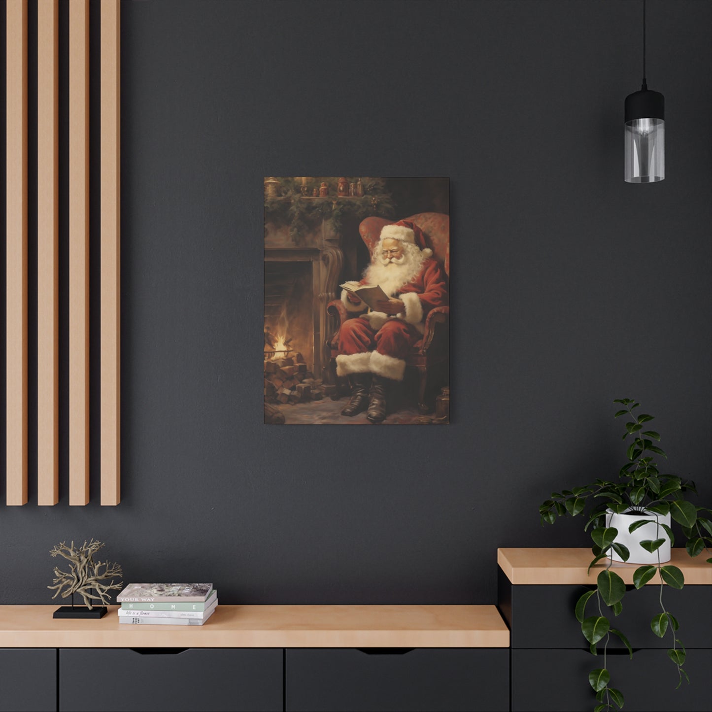 Santa Claus Reading A Book Wall Art & Canvas Prints