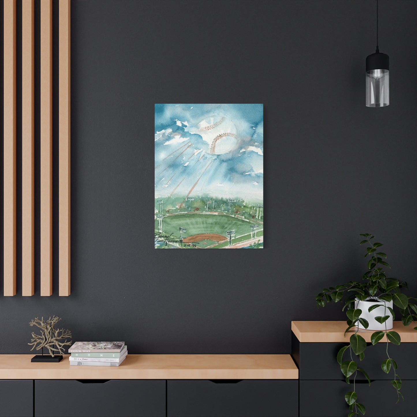 Baseball Water Painting Wall Art & Canvas Prints