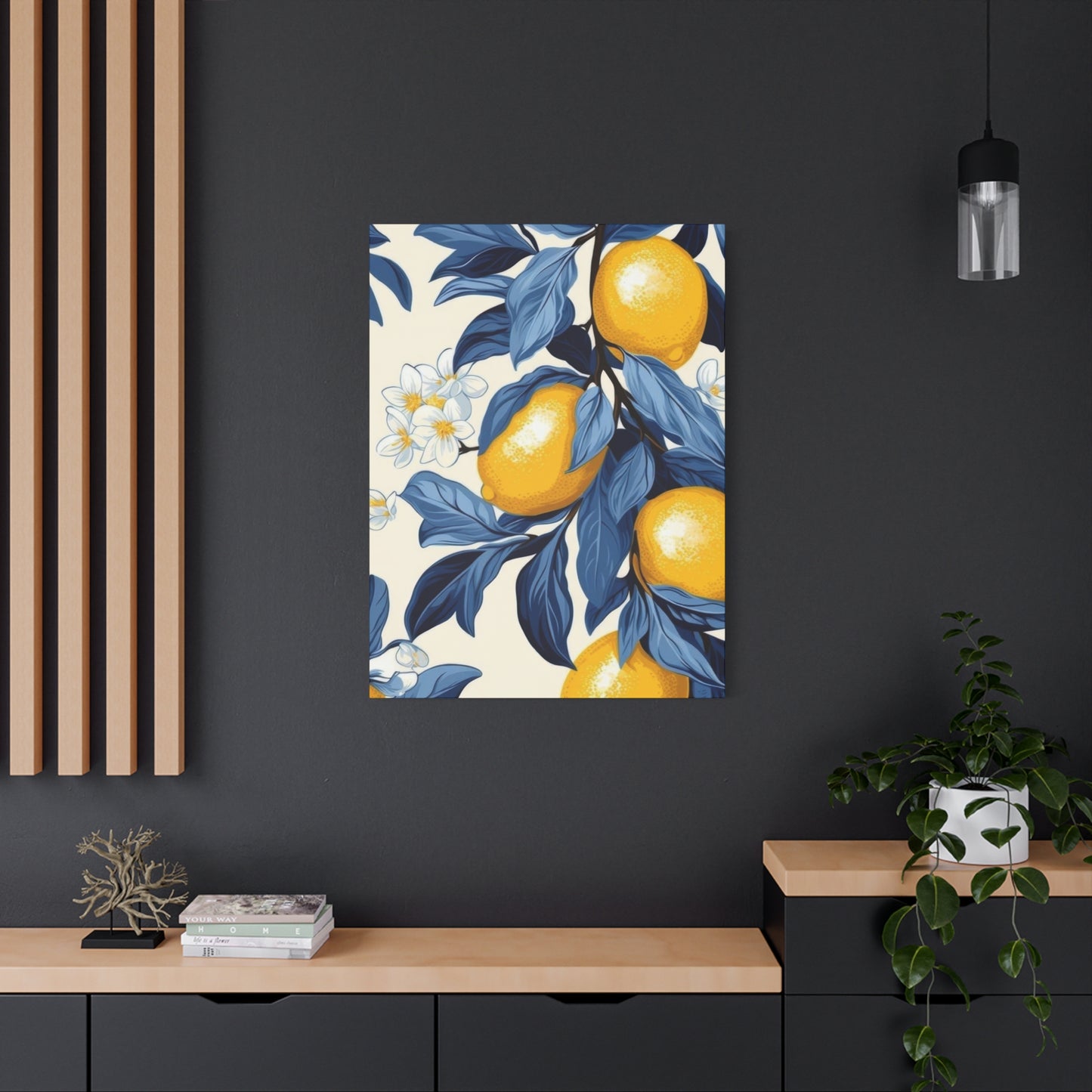 Lemon Blue Leaves Wall Art & Canvas Prints