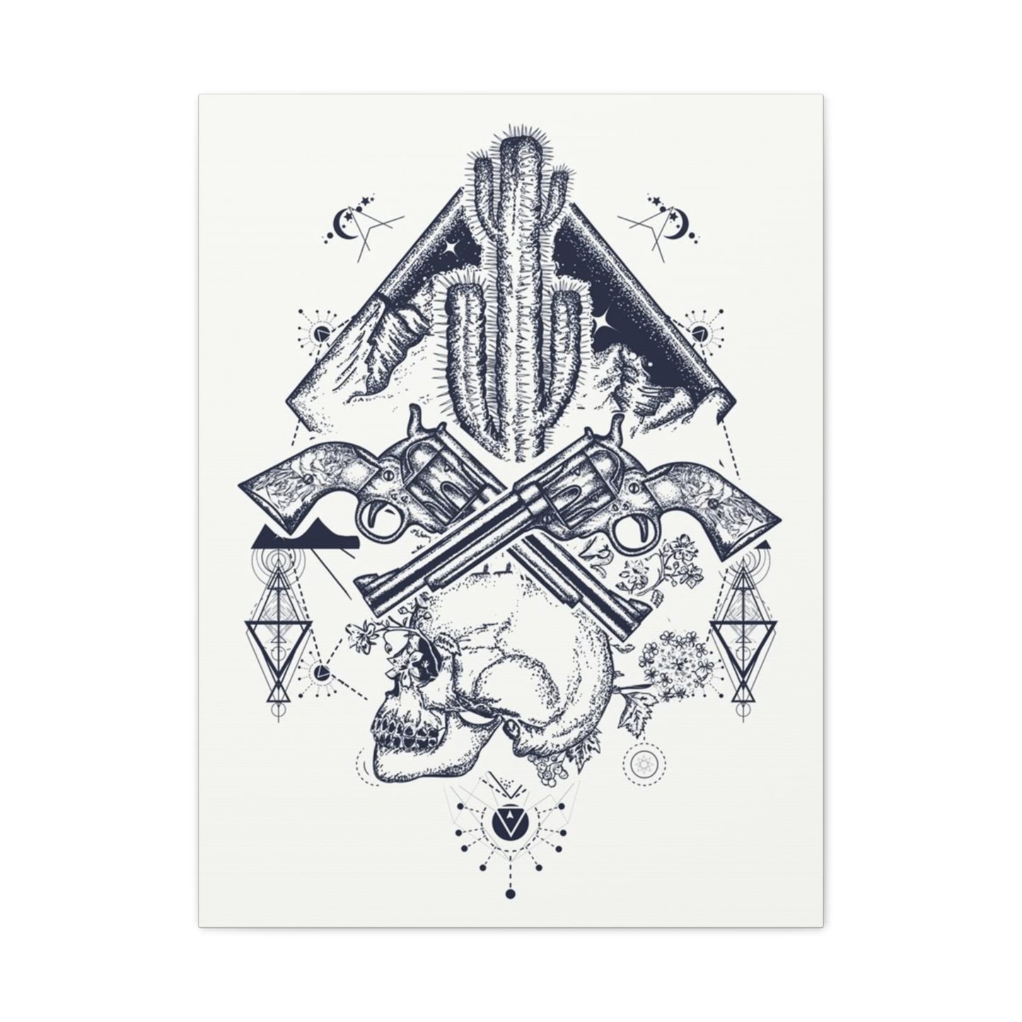 Guns Cactus & Skull Sketch Wall Art & Canvas Prints