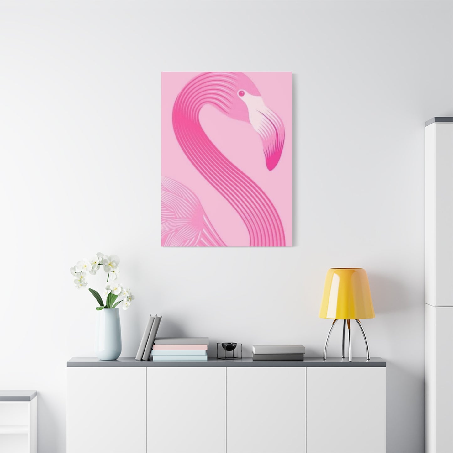 Flamingo Pink Monochrome Wall Art & Canvas Prints