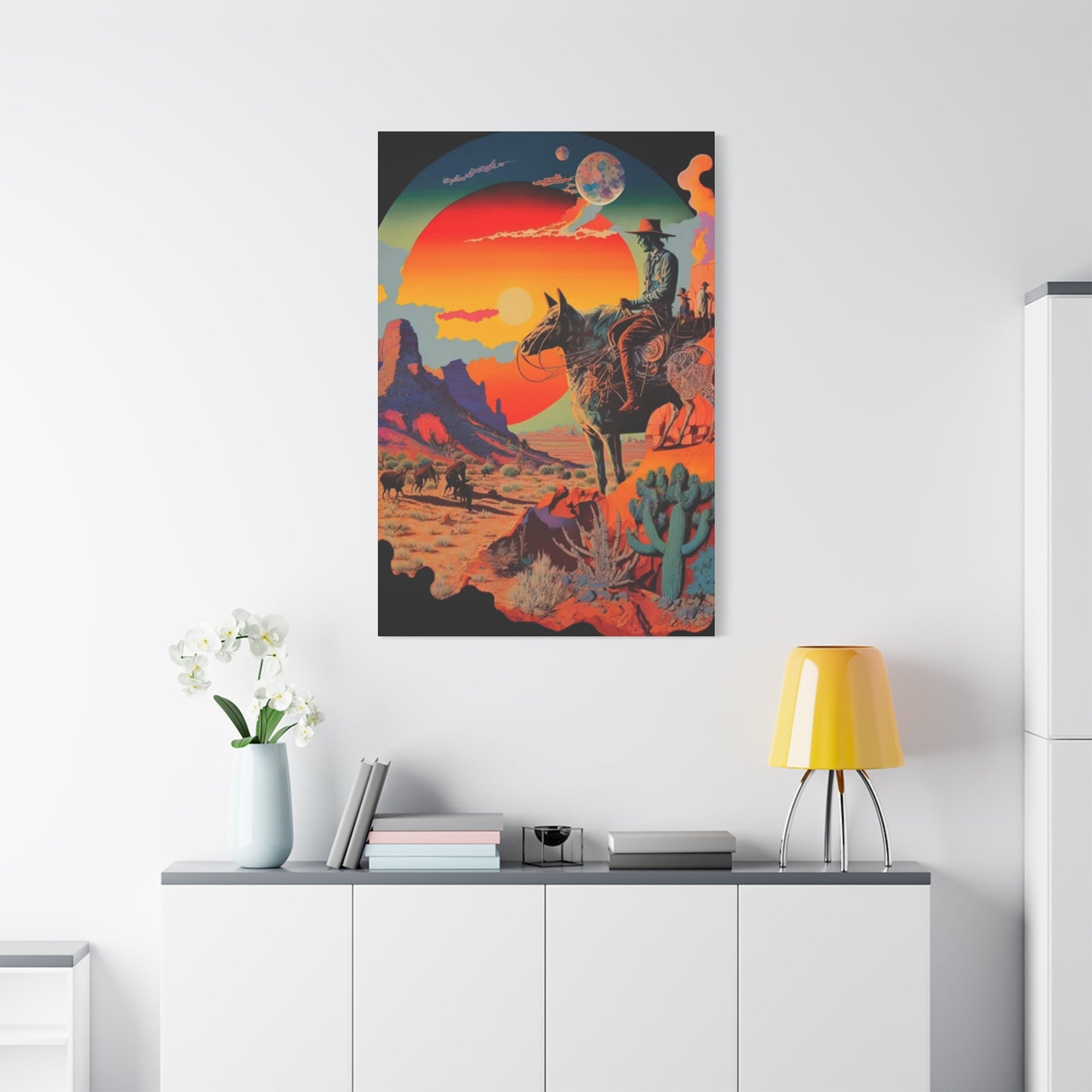 Cowboy In Grand Canyon Of Arizona Wall Art & Canvas Prints