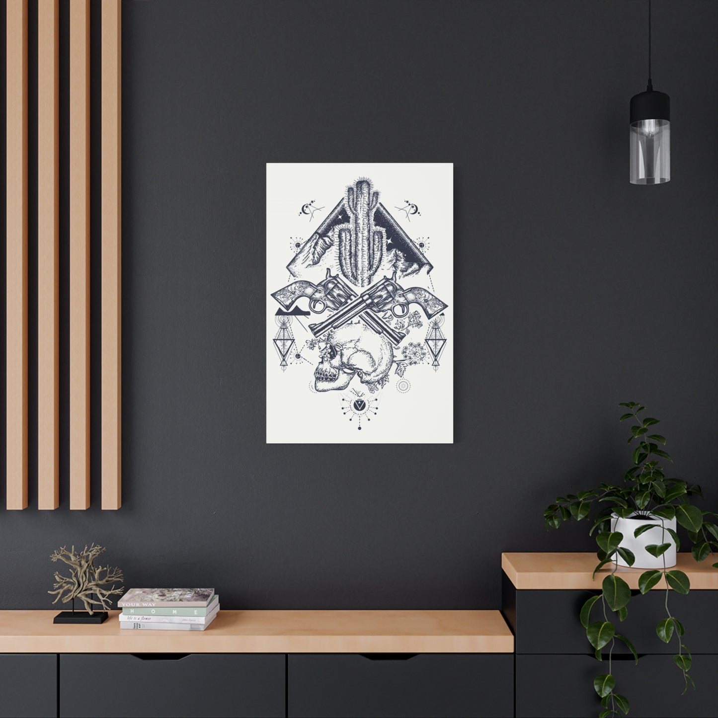 Guns Cactus & Skull Sketch Wall Art & Canvas Prints