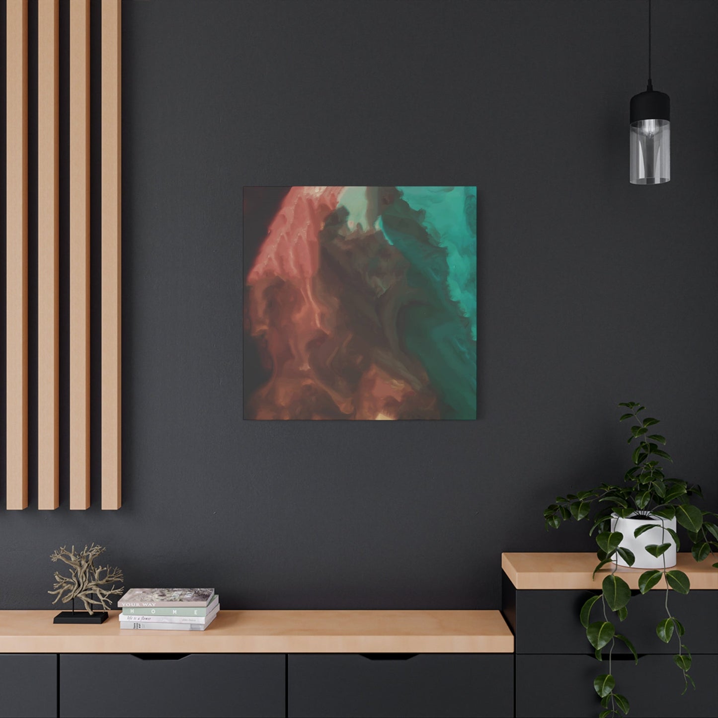 Abstract Teal & Orange Painting Wall Art & Canvas Prints