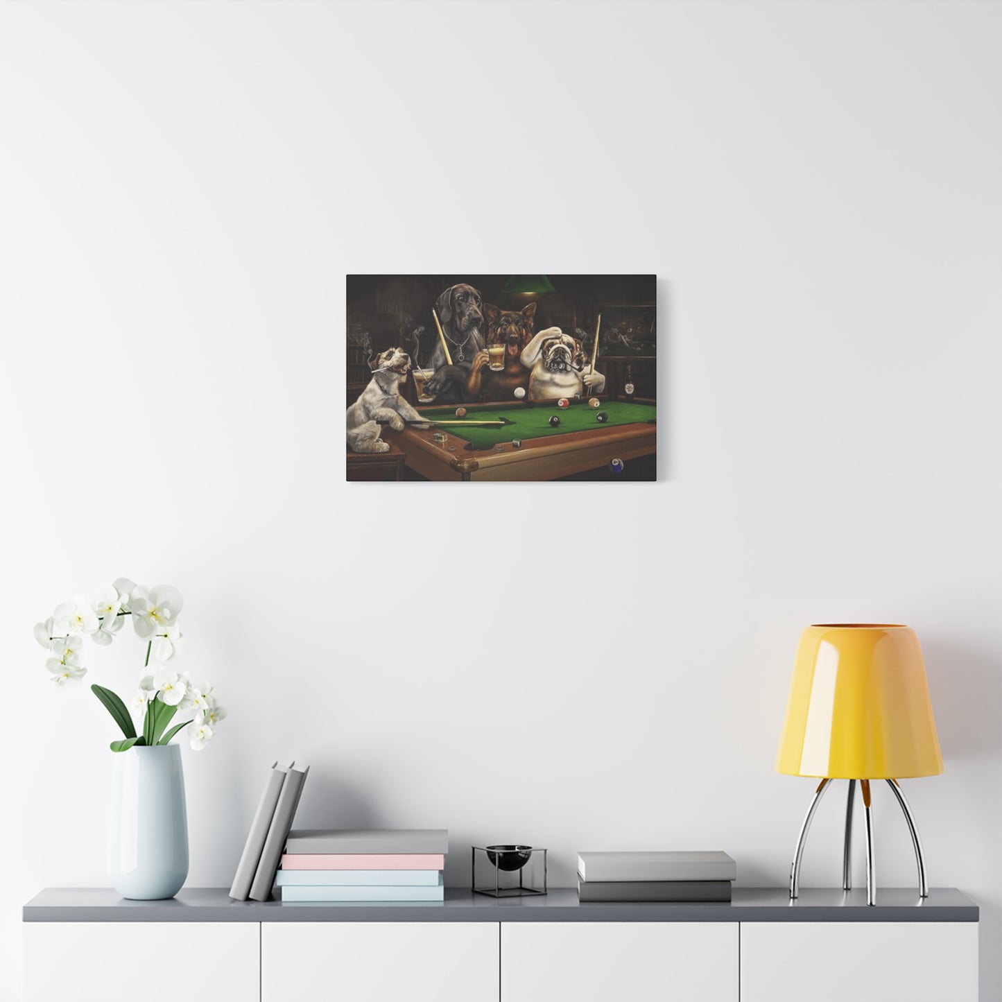 Dogs at Snooker Table Wall Art & Canvas Prints