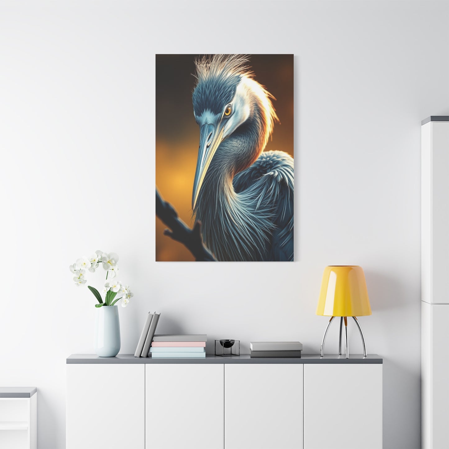 Ethereal Heron Masterpiece wall art & canvas print