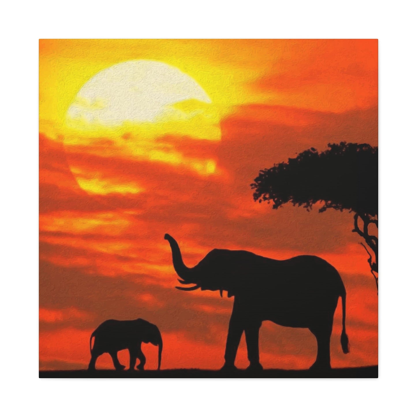 Elephant in Sunset Wall Art & Canvas Prints