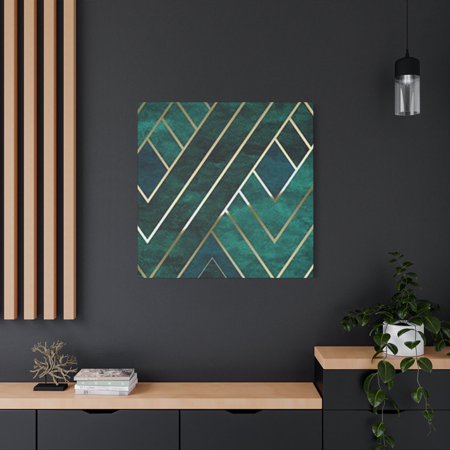 Golden Strips Olive Green Diagonal Patterns Wall Art & Canvas Prints