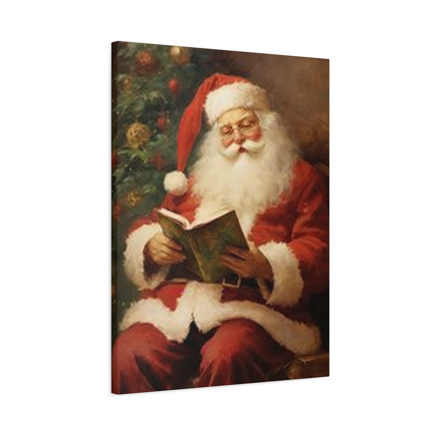 Santa Claus Reading Book Painting Wall Art & Canvas Prints