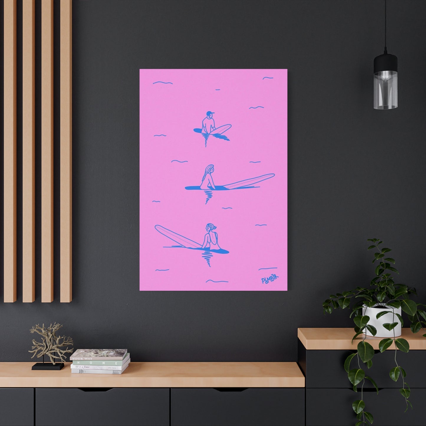 Surfing In Ocean Painting Wall Art & Canvas Prints