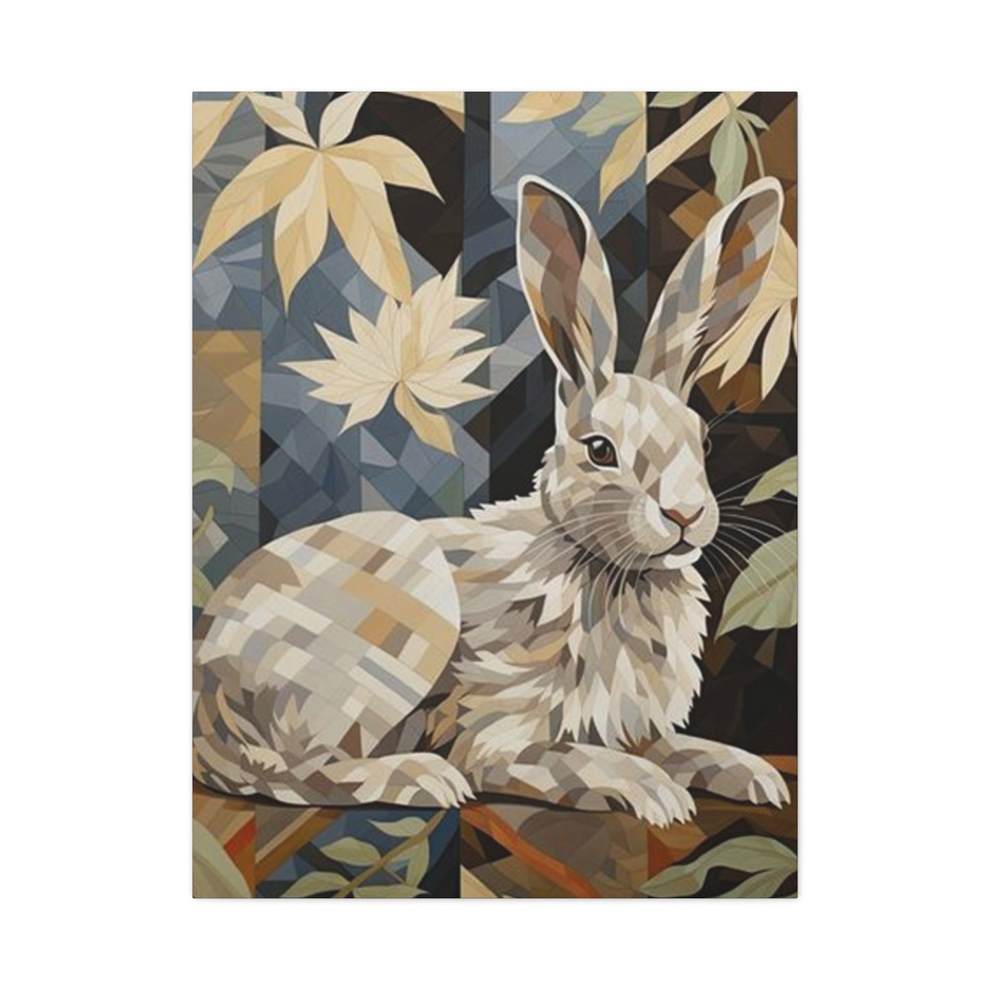 White Abstract Rabbit Painting Wall Art & Canvas Prints