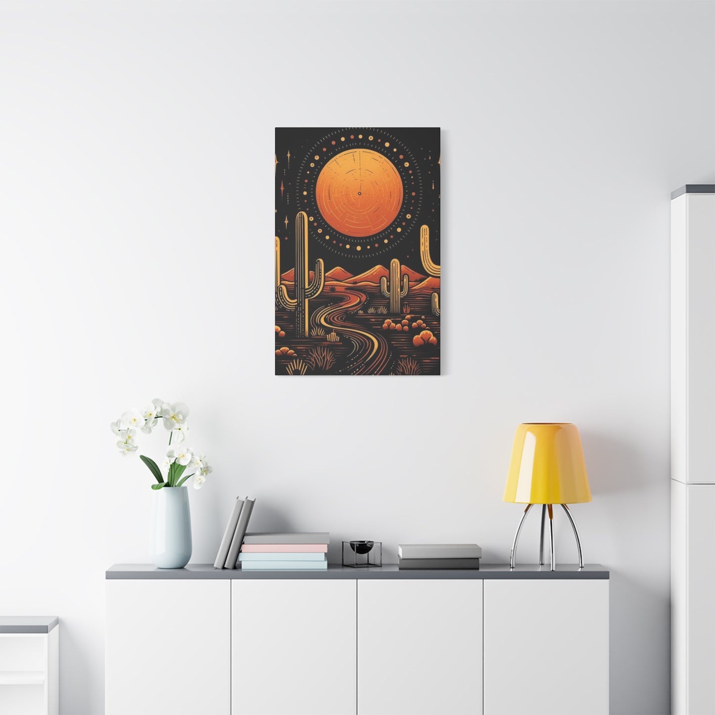 Dark Moon & Cactus In Desert Wall Art & Canvas Prints