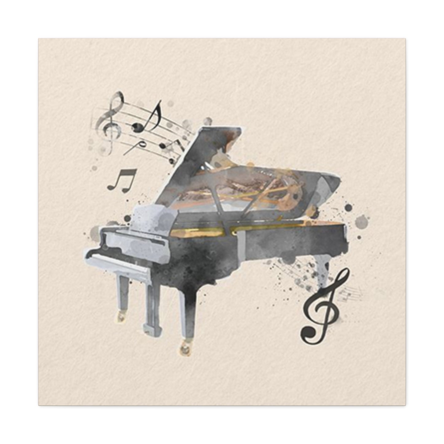 Grey Piano Painting Wall Art & Canvas Prints