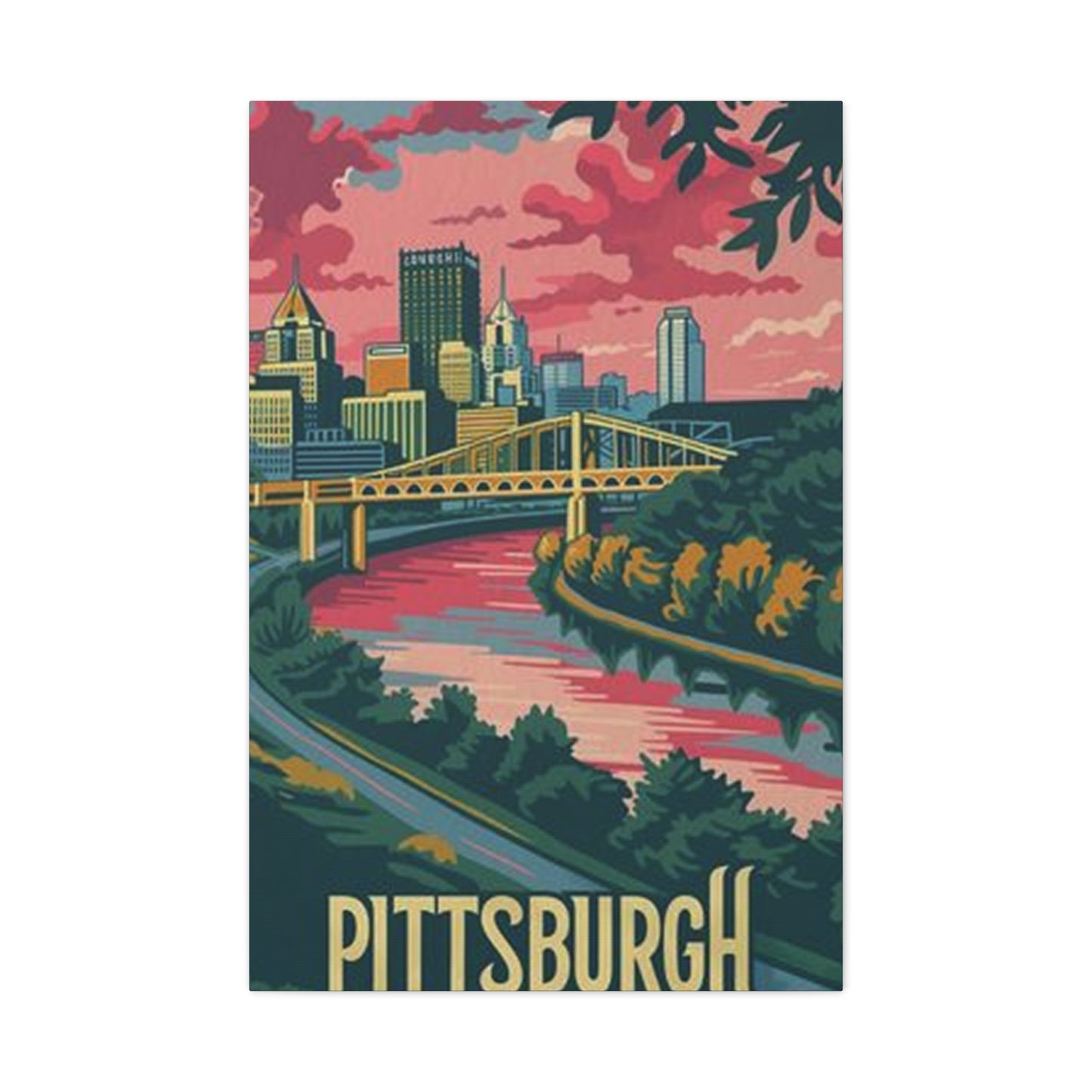 Pink Sky Pittsburgh Poster Wall Art & Canvas Prints