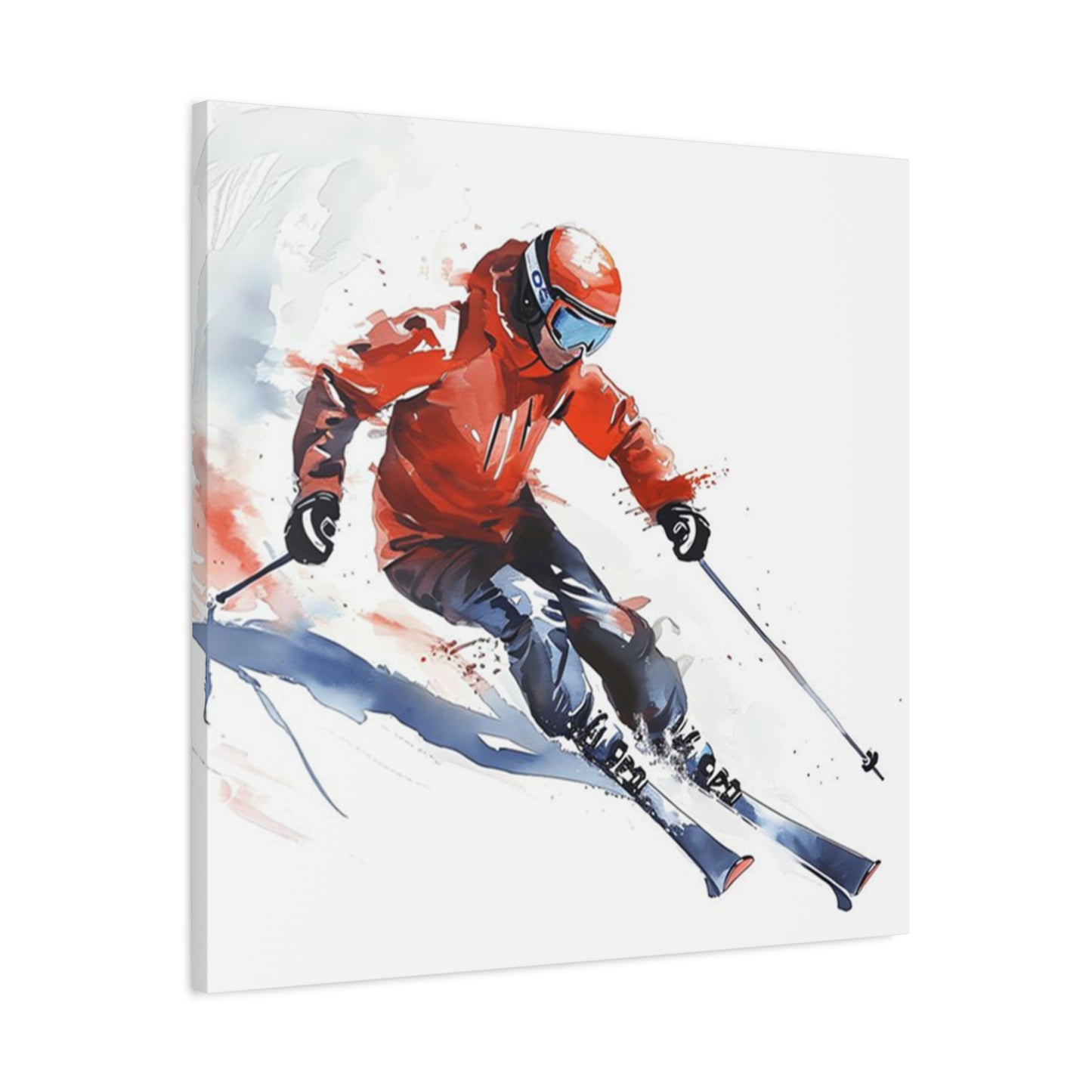 Skiing In Snow Painting Wall Art & Canvas Prints