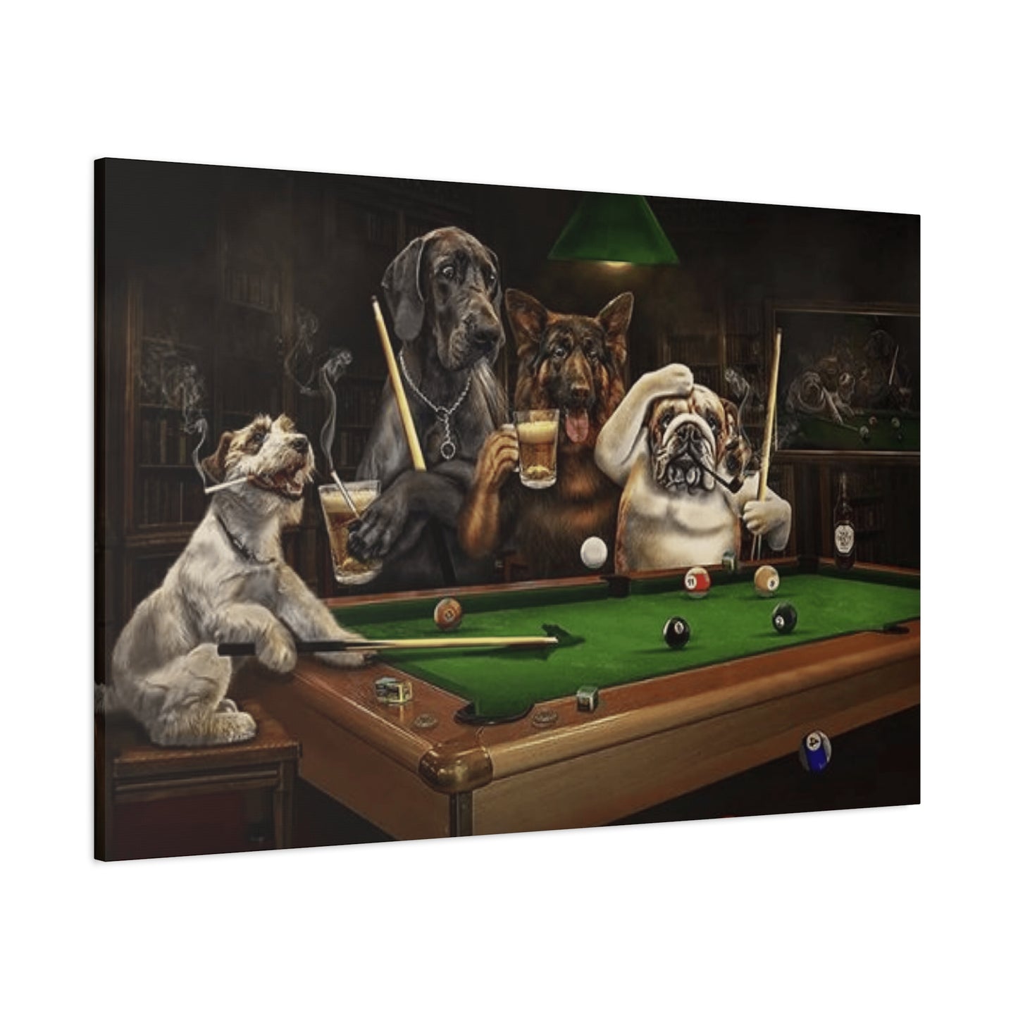 Dogs at Snooker Table Wall Art & Canvas Prints